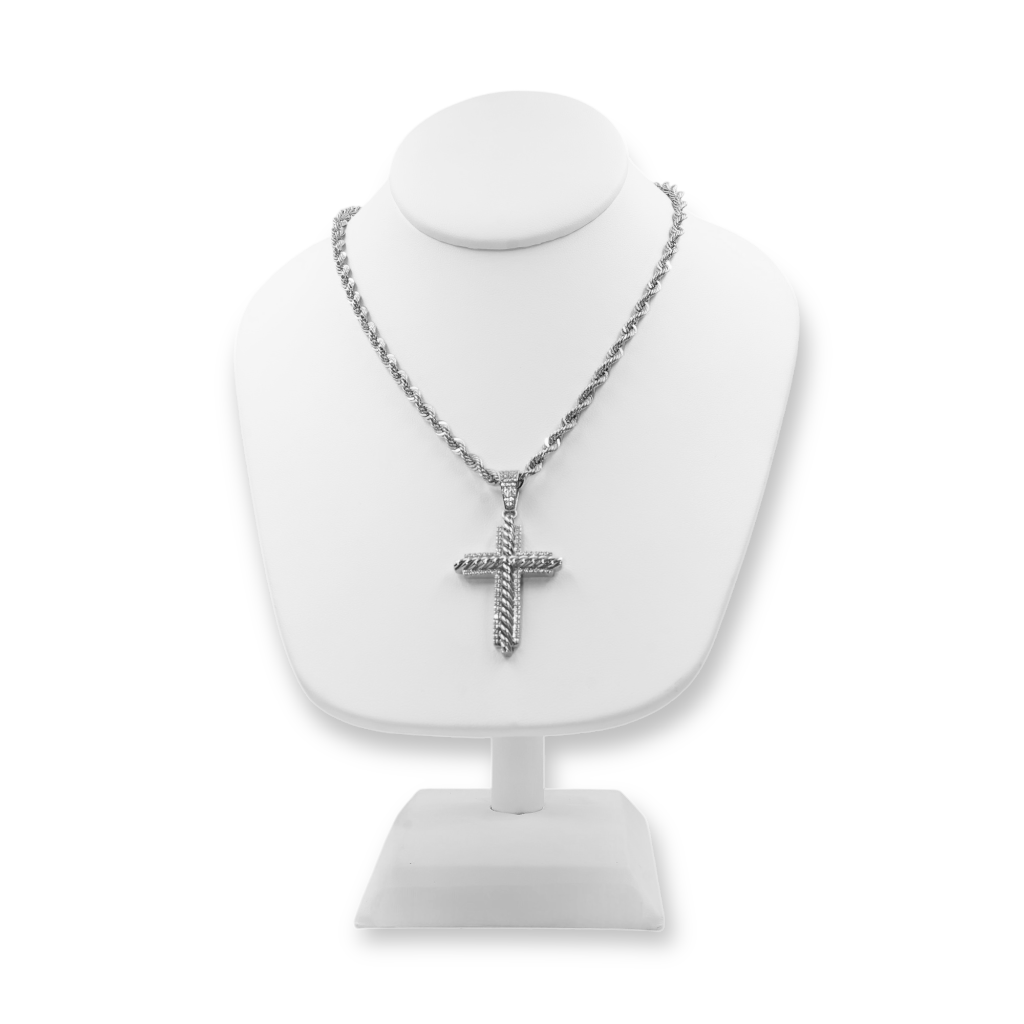 Croix Torsadée Or Blanc