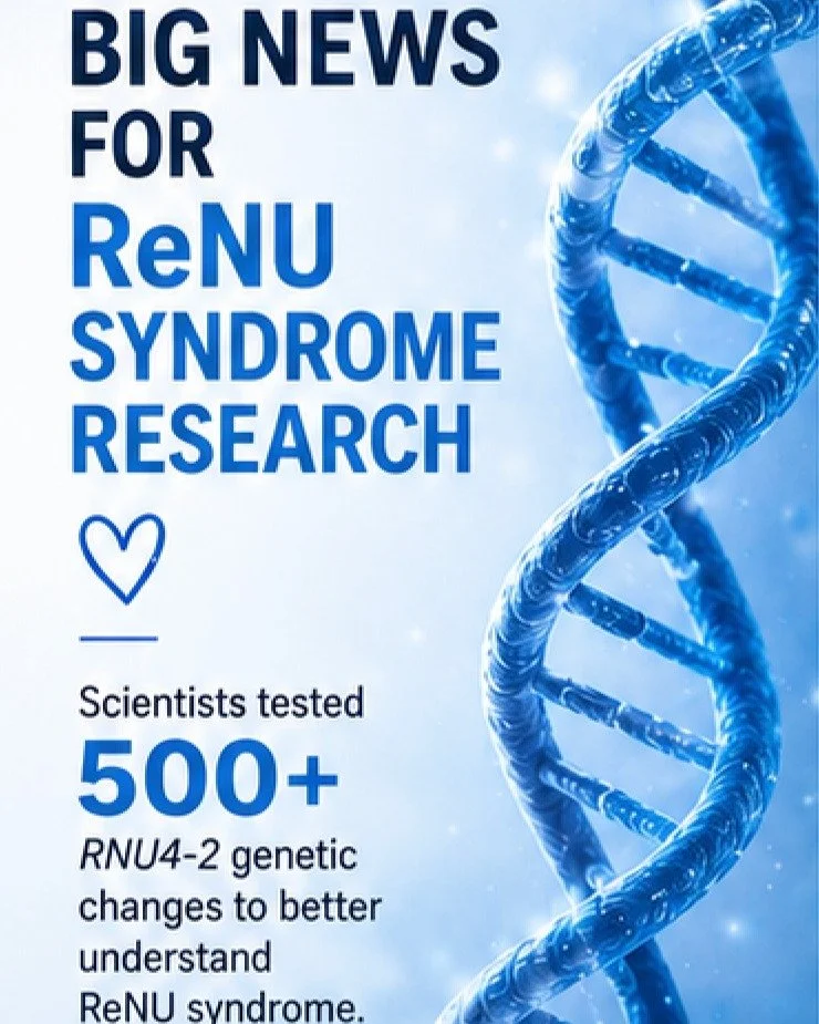 Major progress in ReNU syndrome research 💙

A new study used saturation genome editing to examine more than 500 RNU4-2 variants and better understand how changes in this tiny yet critical gene impact individuals with ReNU syndrome. Researchers found
