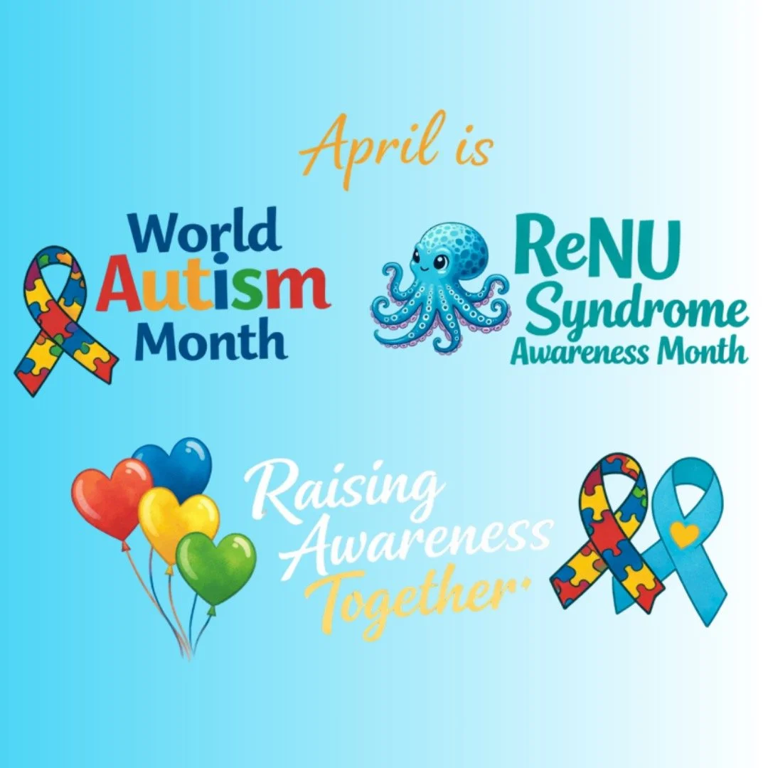 Did you know that many ReNU Warriors also have an Autism diagnosis?
We are honored to share our awareness month with the Autism community! Thank you for celebrating with us. Stay tuned for ways to get involved throughout the month! #ReNUSyndrome #aut