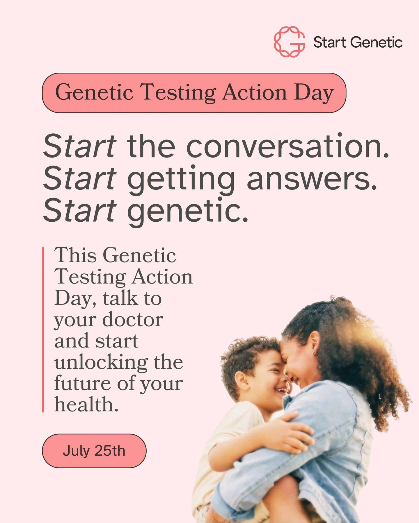 Unexplained symptoms and don&rsquo;t know where to begin? Genetic testing could hold the answers. 🧬

Genetic Testing Action Day is an annual day of awareness observed on July 25th, led by Start Genetic&reg; to help families access genetic testing an