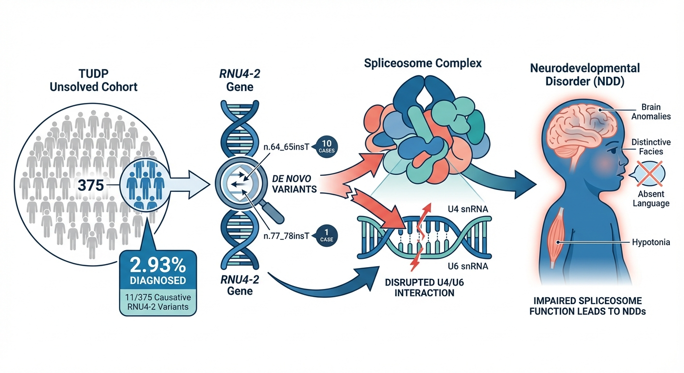 Di Letto, P., De Leonibus, C., Palmieri, et al. (2025). Reanalysis of undiagnosed neurodevelopmental disorder cases: From RNU4-2 variants to clinical phenotypes. Neurology: Genetics, 11(6), e200312. https://doi.org/10.1212/NXG.0000000000200312