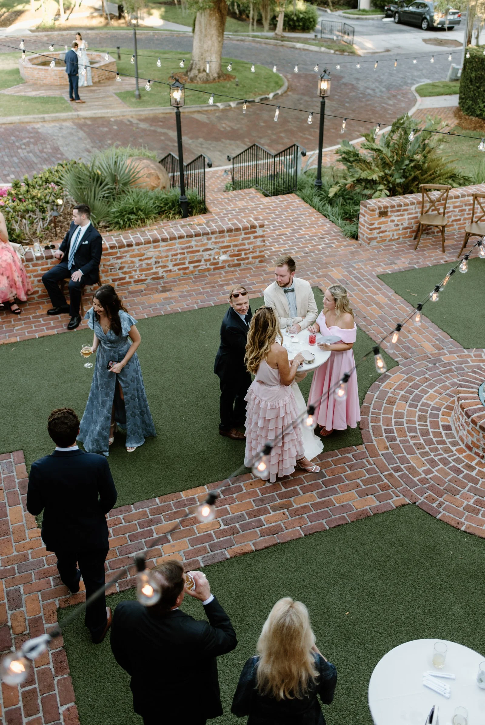Cocktail hour and reception styling at Casa Feliz, Winter Park, flexible layout that shines even with Florida rain.	