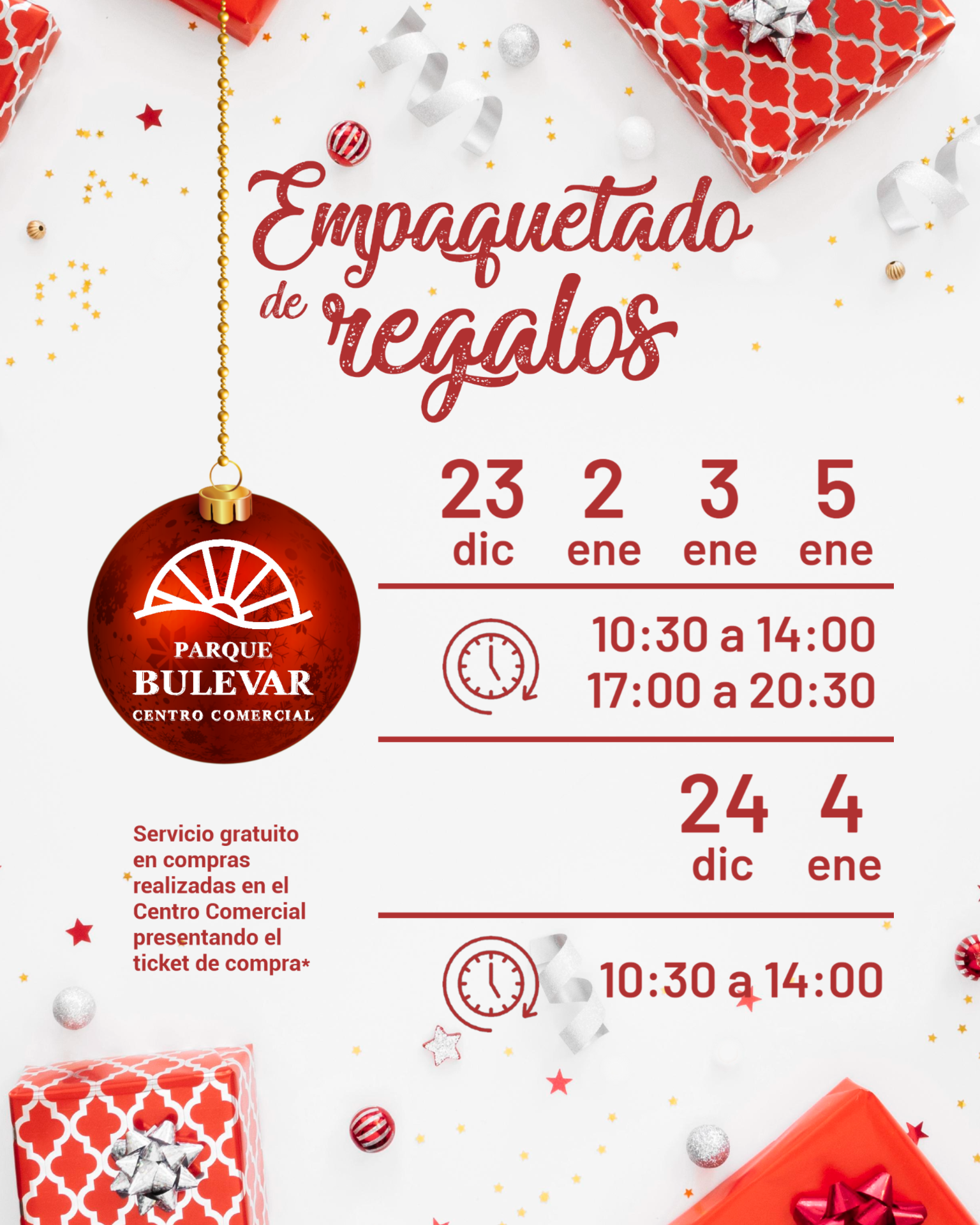 Empaquetado de regalos gratuito en el Centro Comercial Parque Bulevar