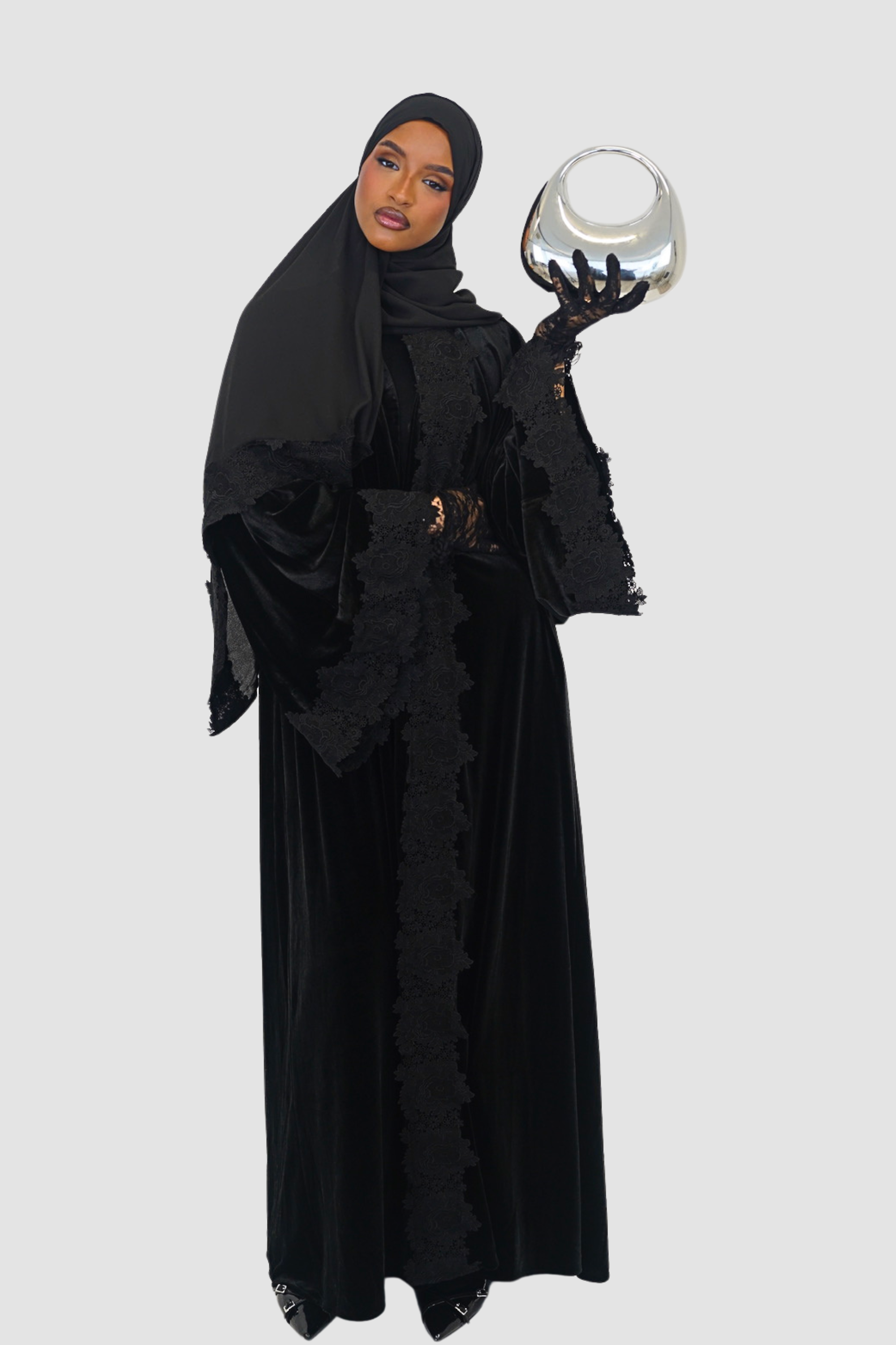 Diana Velvet Lace Abaya by Sooqlina
