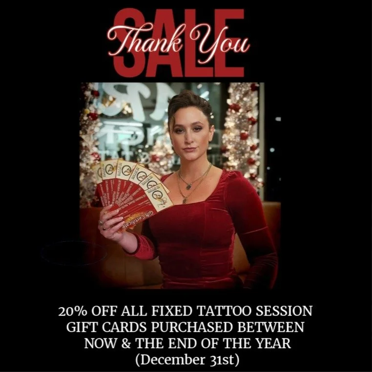 🔥 One day left,🔥 to lock in big savings on Alexis Rosasco&rsquo;s Fixed Block Sessions!
Get 20% off a Fixed Session Gift Card and secure your 2026 tattoo session at AR Designs Fine Art &amp; Tattoo.
Don&rsquo;t miss your chance&mdash;offer ends soo