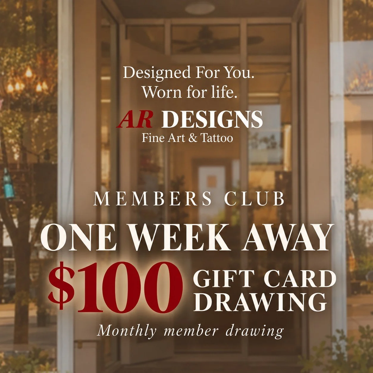Our Members Club drawing is just **one week away!** 🎉

One member will win a **$100 AR Designs gift card** in this month&rsquo;s drawing. We&rsquo;re grateful for everyone who&rsquo;s joined the club and made this creative community feel like home. 