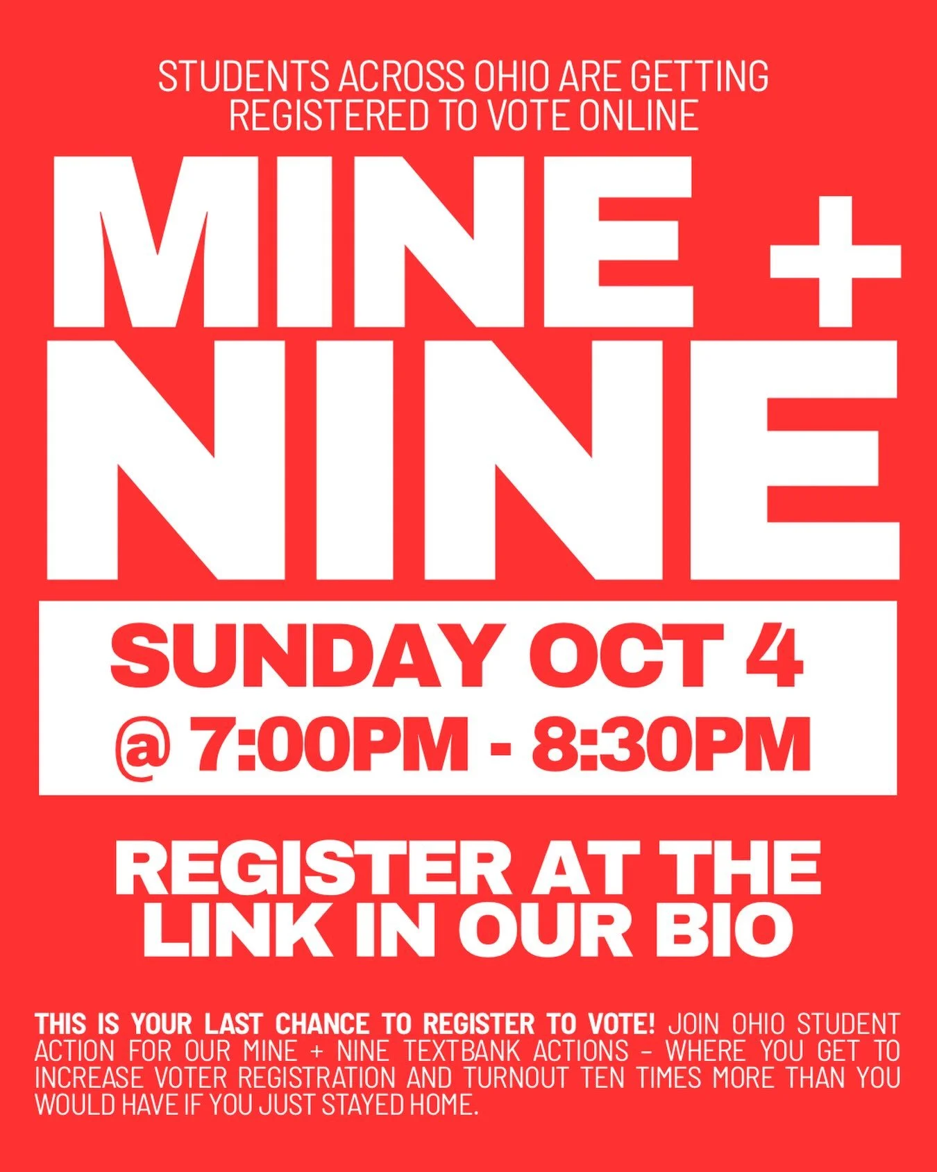👀 we&rsquo;ll see u there

#gotv #mineplusnine #ohio #ohiostudents #vote