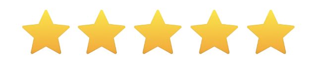 Five yellow stars in a row with orange shading at the bottom