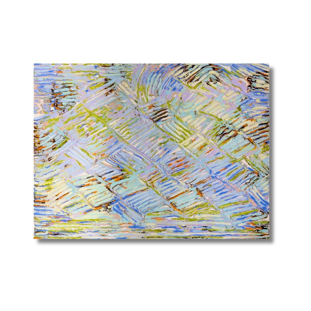 Palimpsest: something reused or layered that still shows traces of its earlier form.  Oil and Cold Wax on Birch.  40"x30" Christine Klassen Gallery