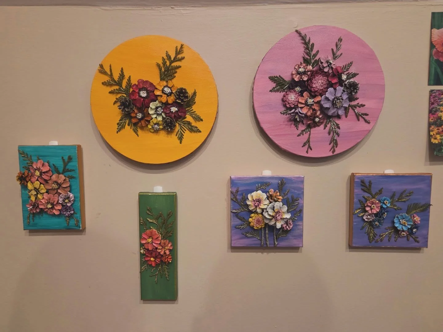 Some recent pieces available for sale or trade ✨️ hand collected, painted, and crafted by yours truly ❣️ #pinecones