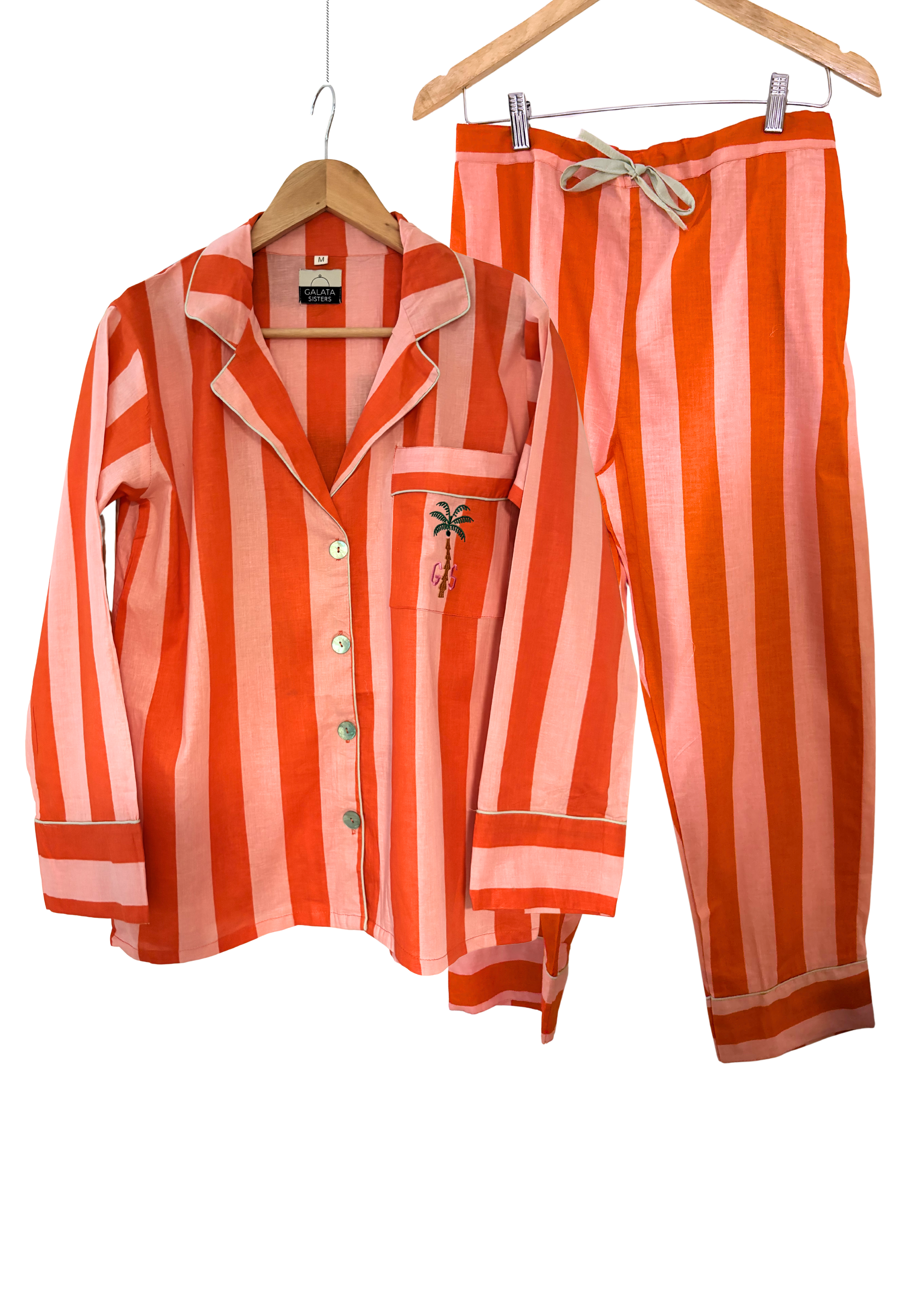 PIJAMA LARGO MUJER RAYAS  ROSA