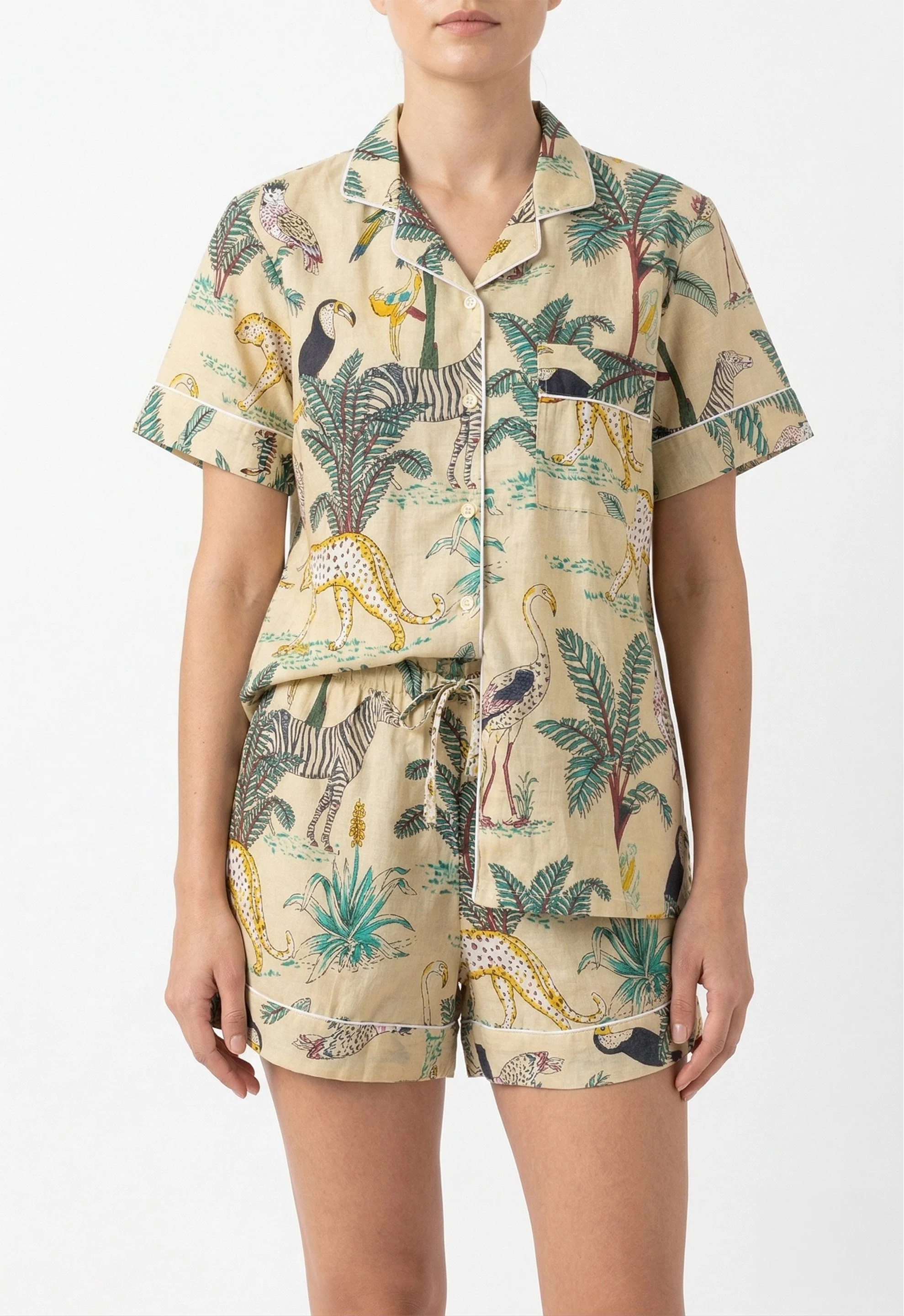 PIJAMA CORTO MUJER PALMAR BEIGE