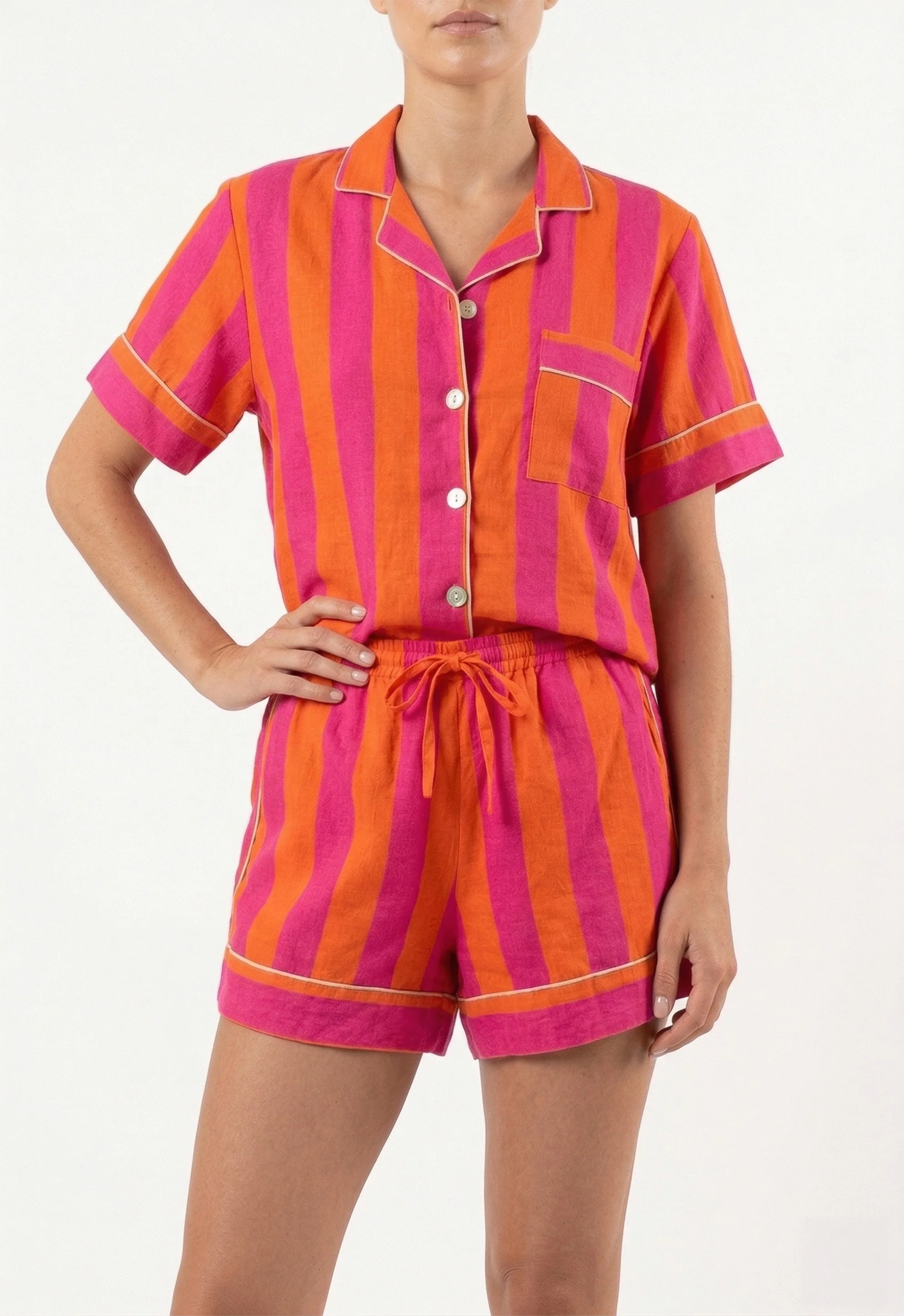 PIJAMA CORTO MUJER ARUBA NARANJA & ROSA
