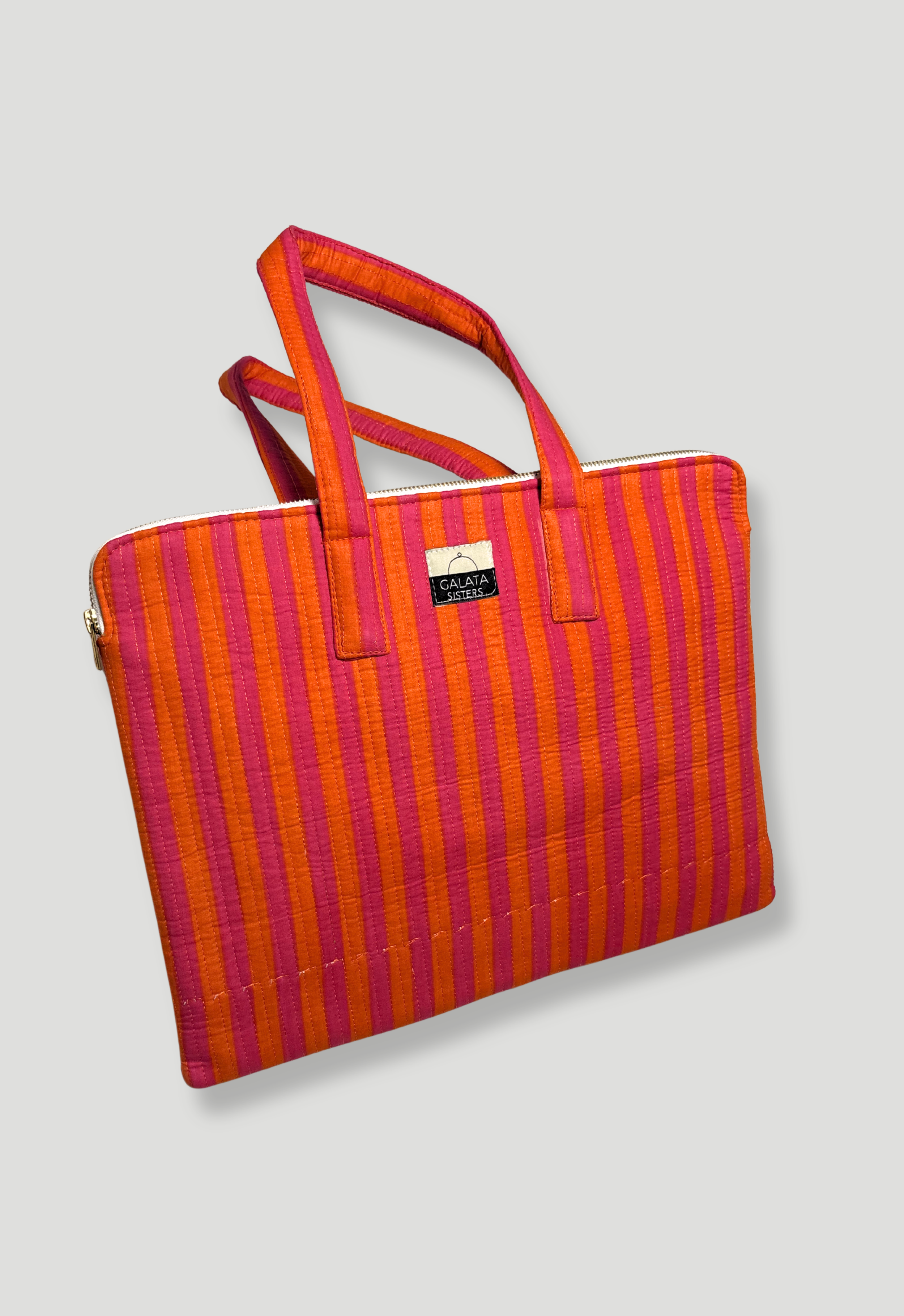 FUNDA PORTÁTIL ALGODÓN RAYAS  NARANJA