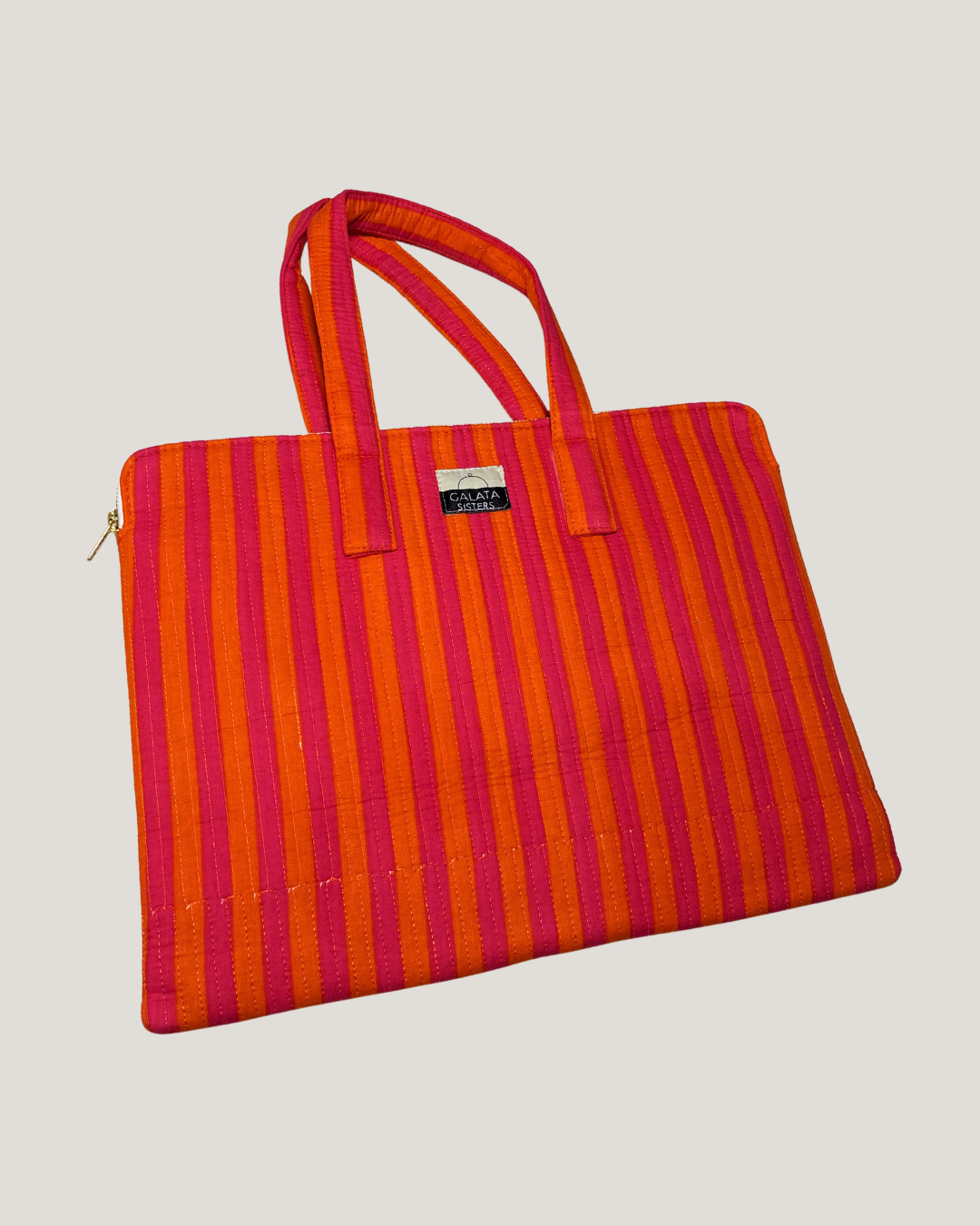 FUNDA PORTÁTIL ALGODÓN RAYAS  NARANJA