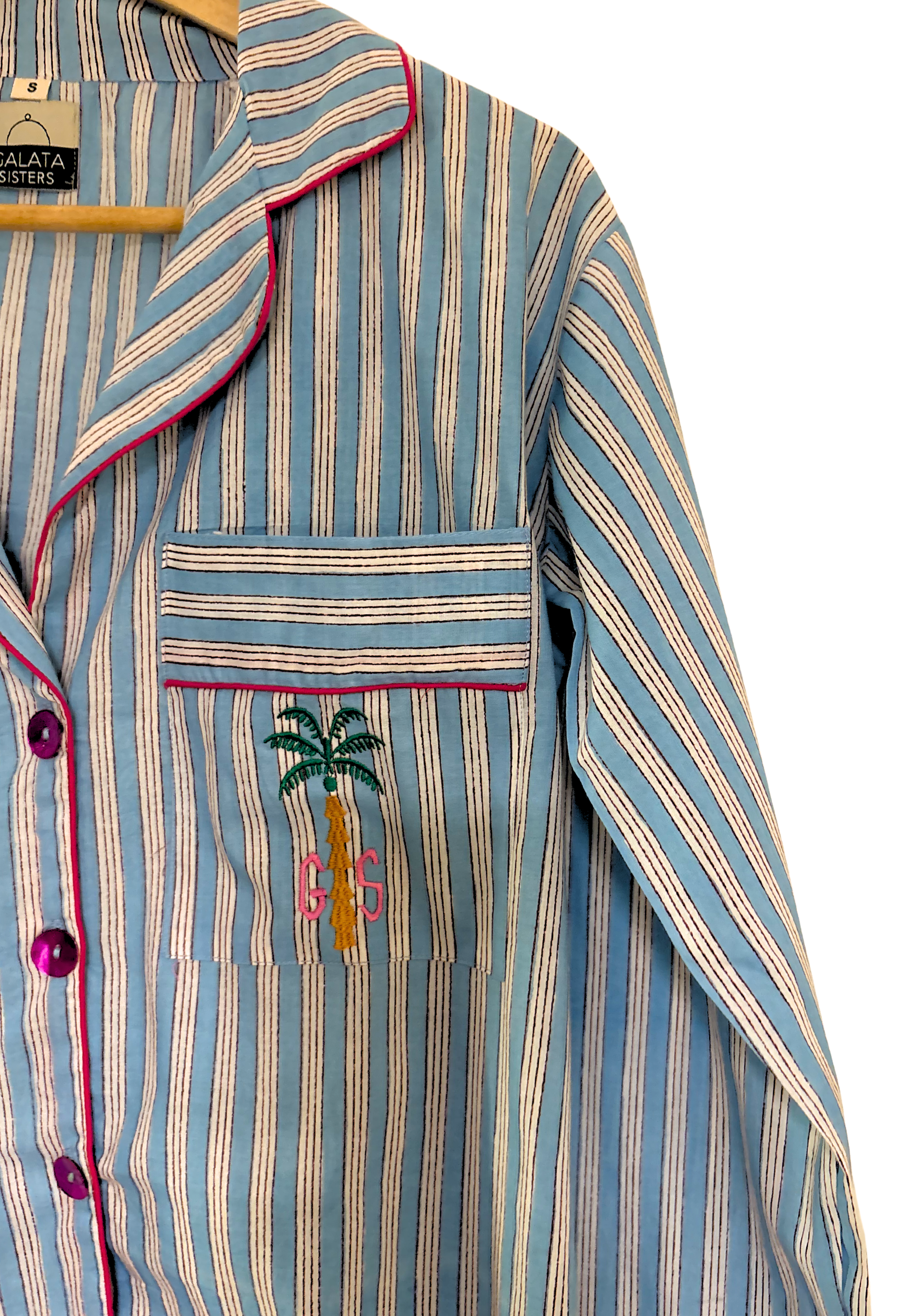PIJAMA LARGO MUJER AZUL Y ROSA