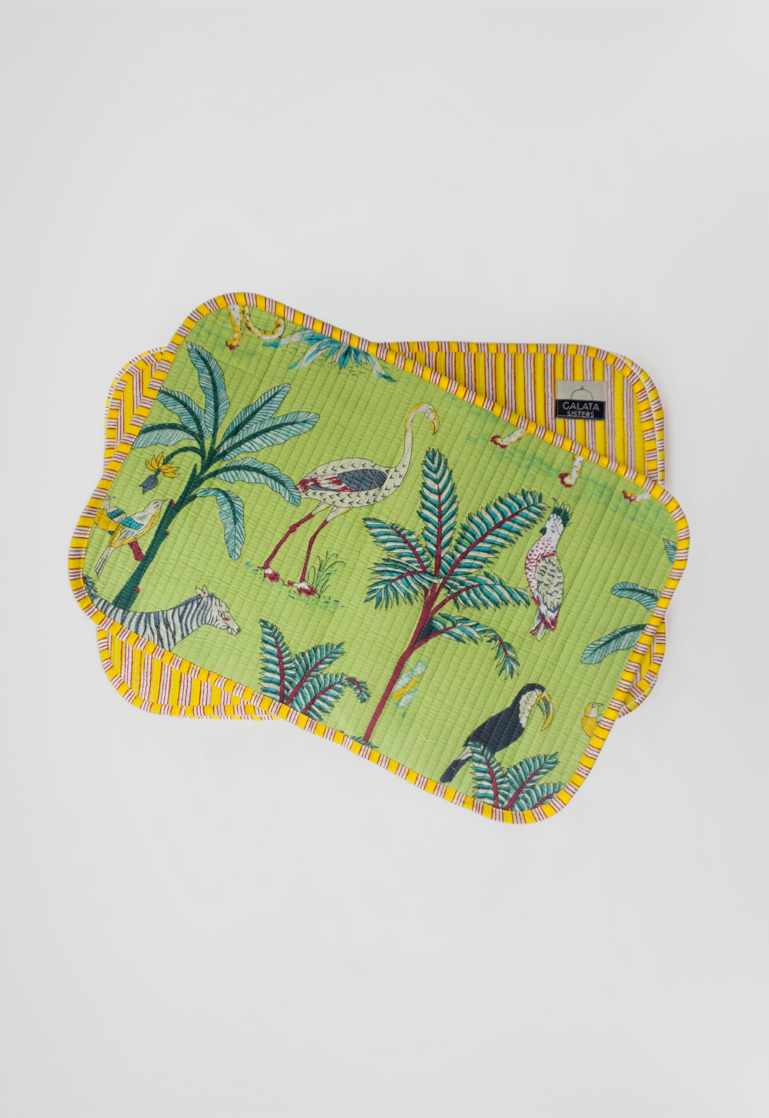 SET DE 2 MANTELES INDIVIDUALES RECTANGULARES VERDE PALMAR