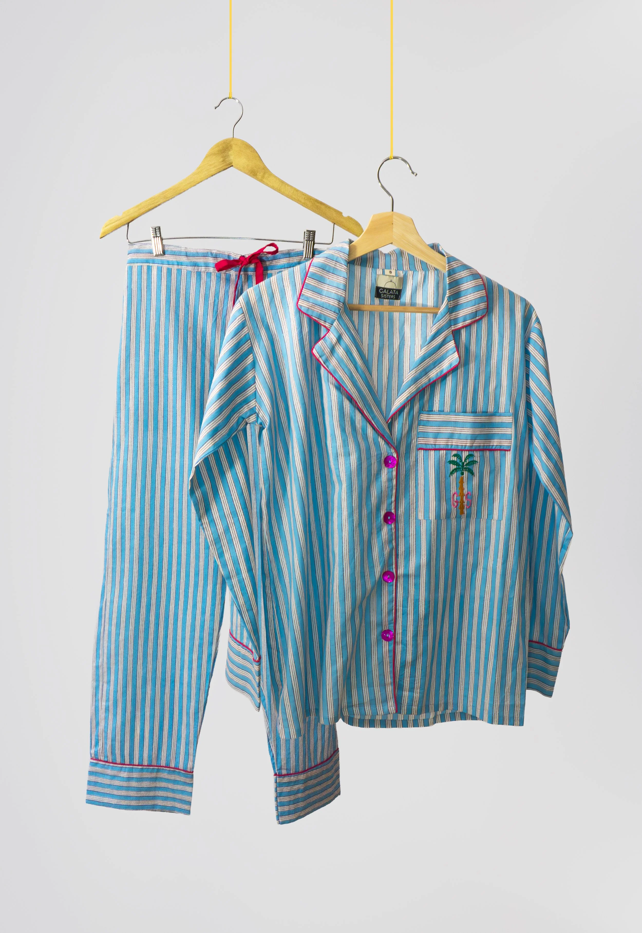 PIJAMA LARGO MUJER AZUL Y ROSA