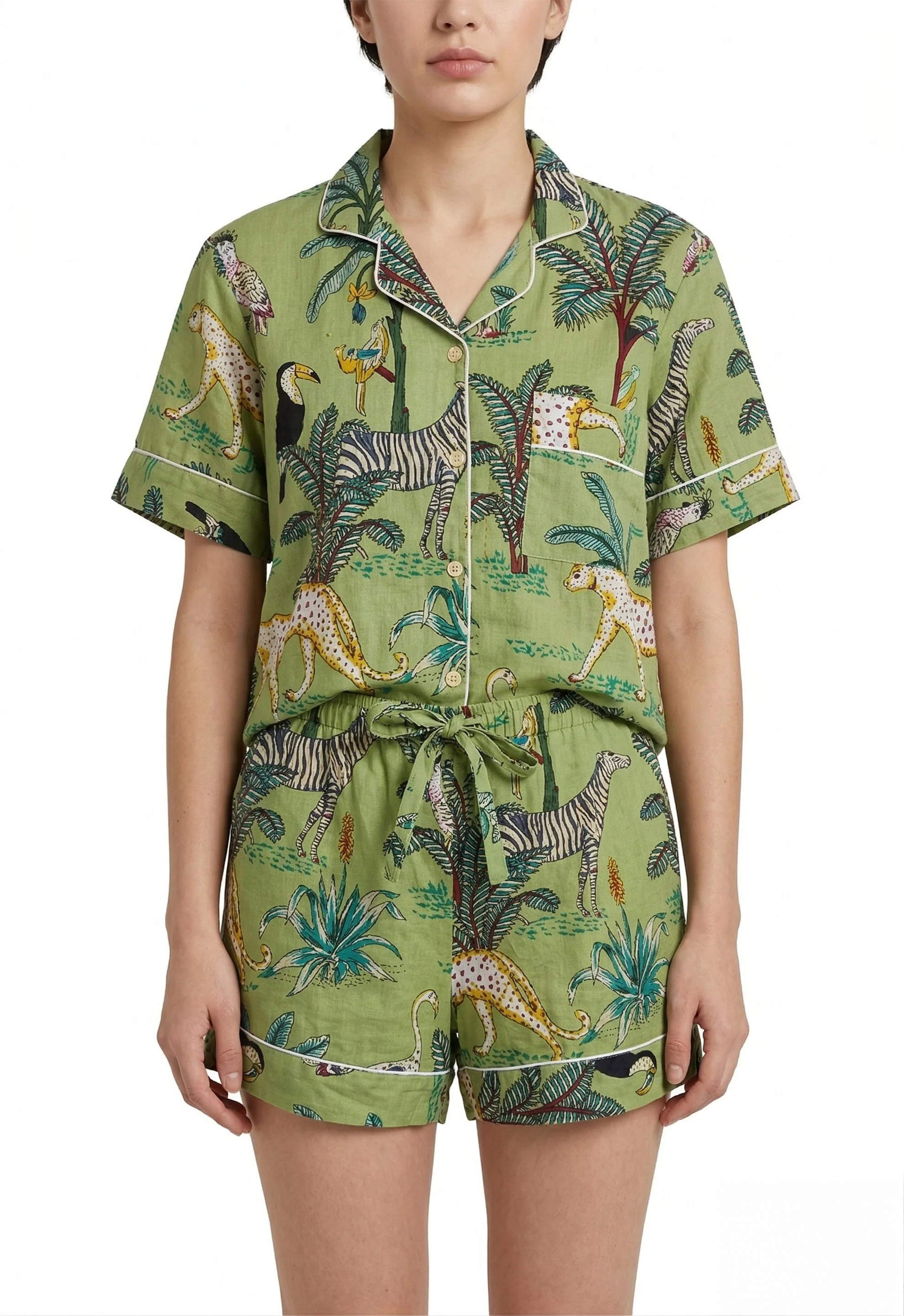 PIJAMA CORTO MUJER PALMAR  VERDE