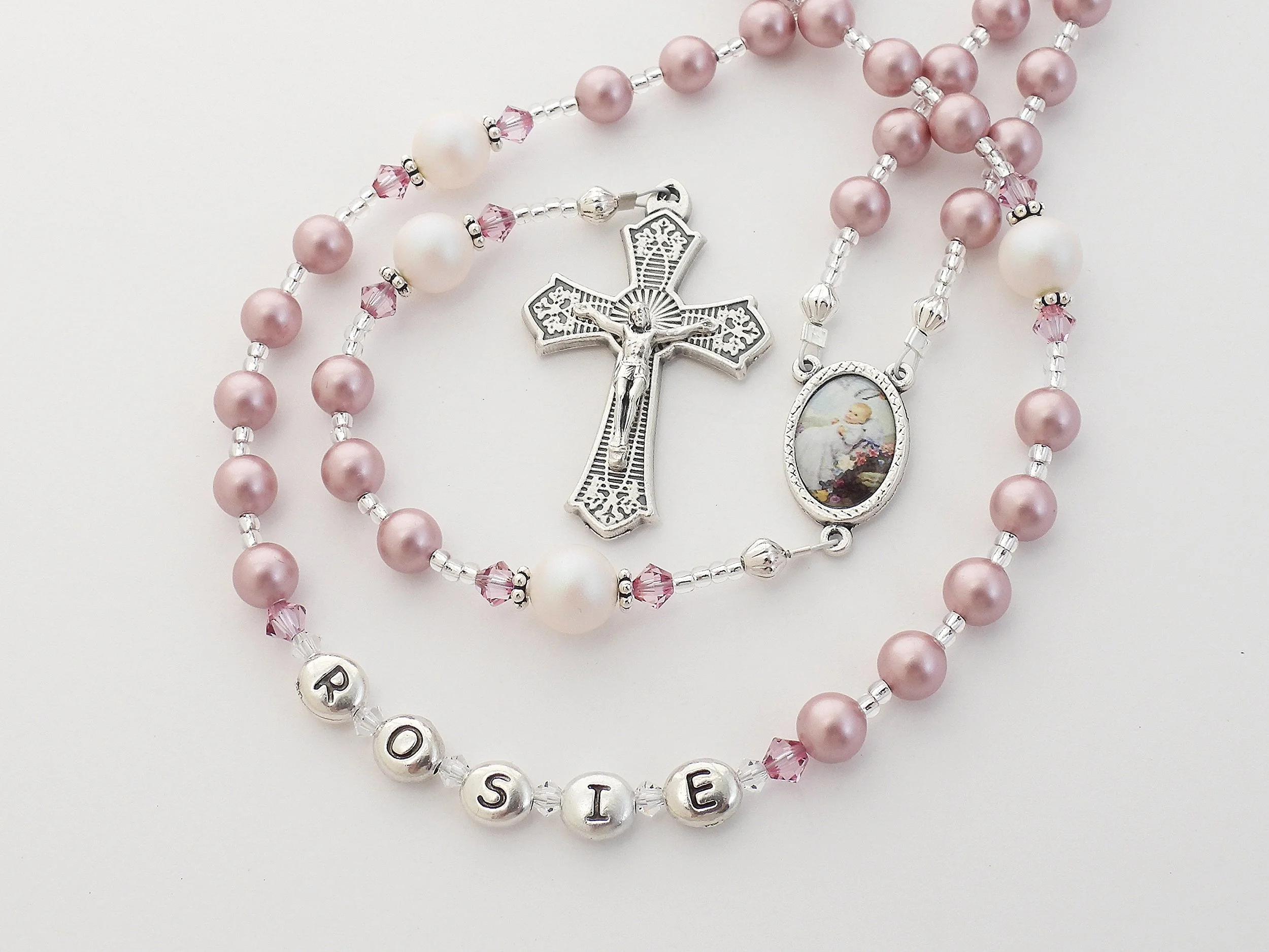 Rose Pink and Soft White Rosary