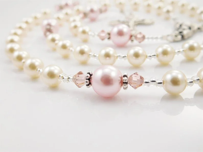 first communion rosary cream and pink.jpg