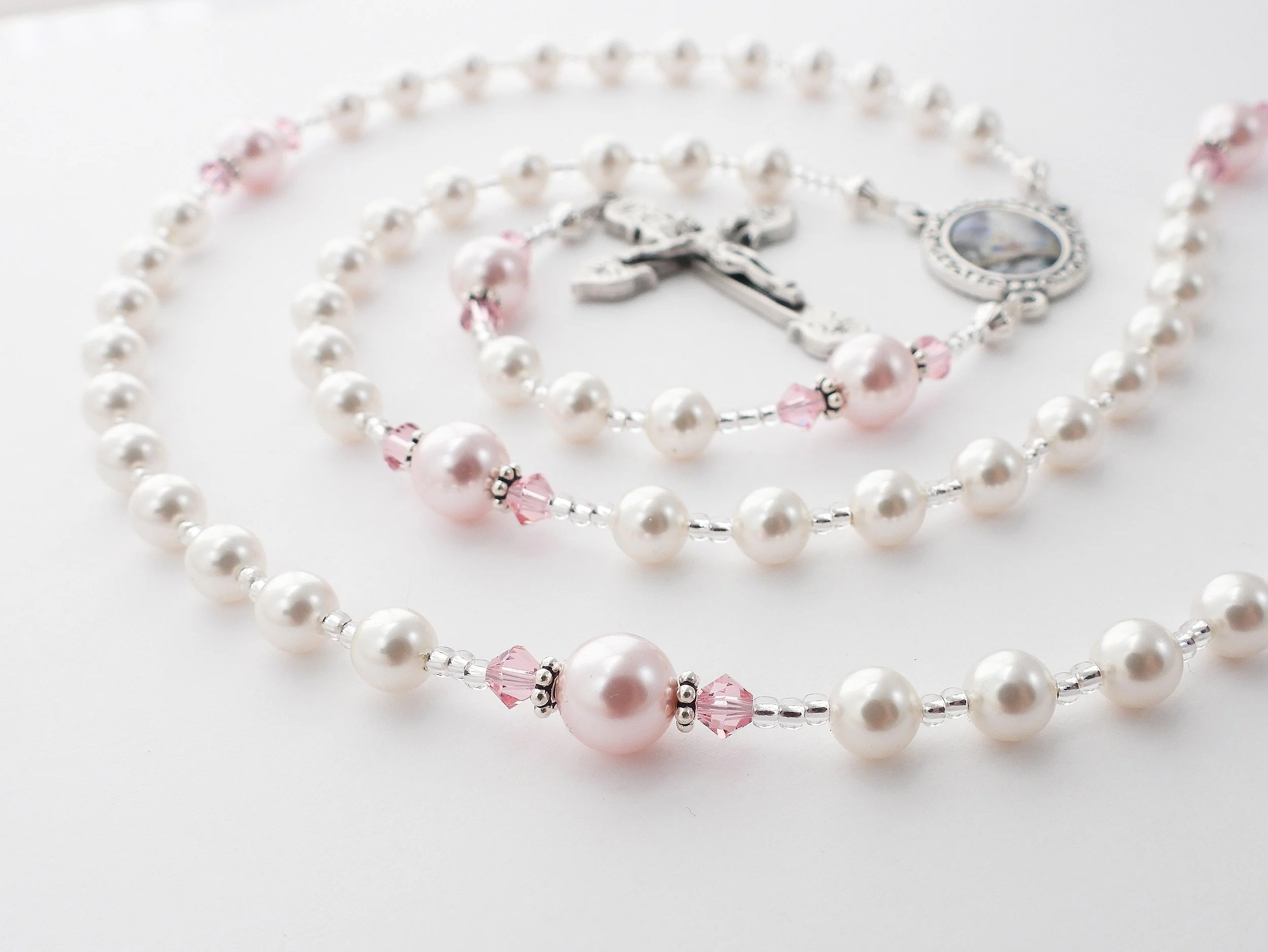 White and Light Pink Rosary