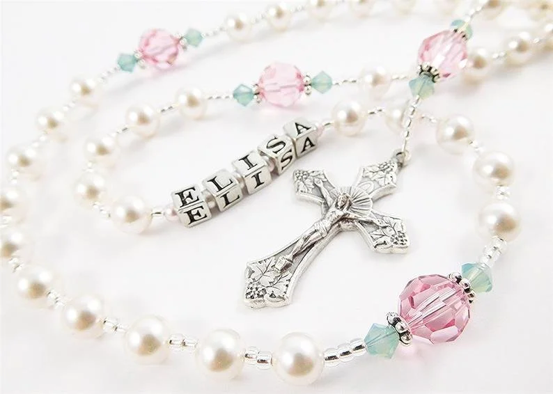 Pink and Green Crystal Rosary