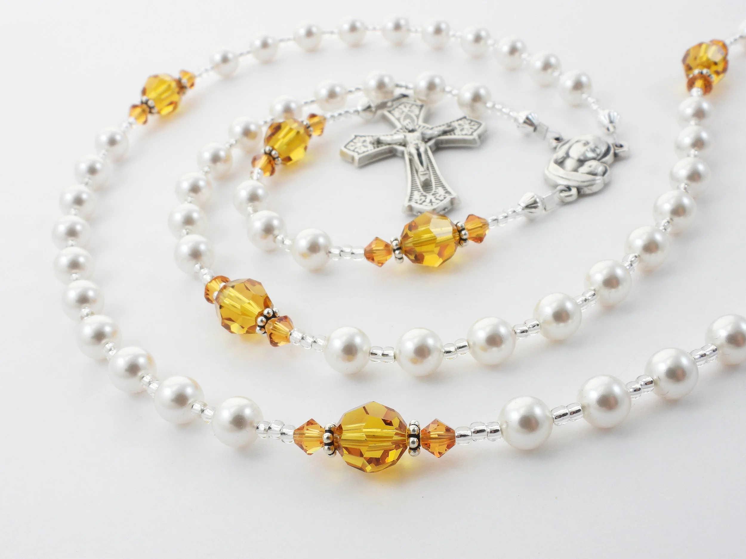 November Birthstone Rosary - Topaz Crystals