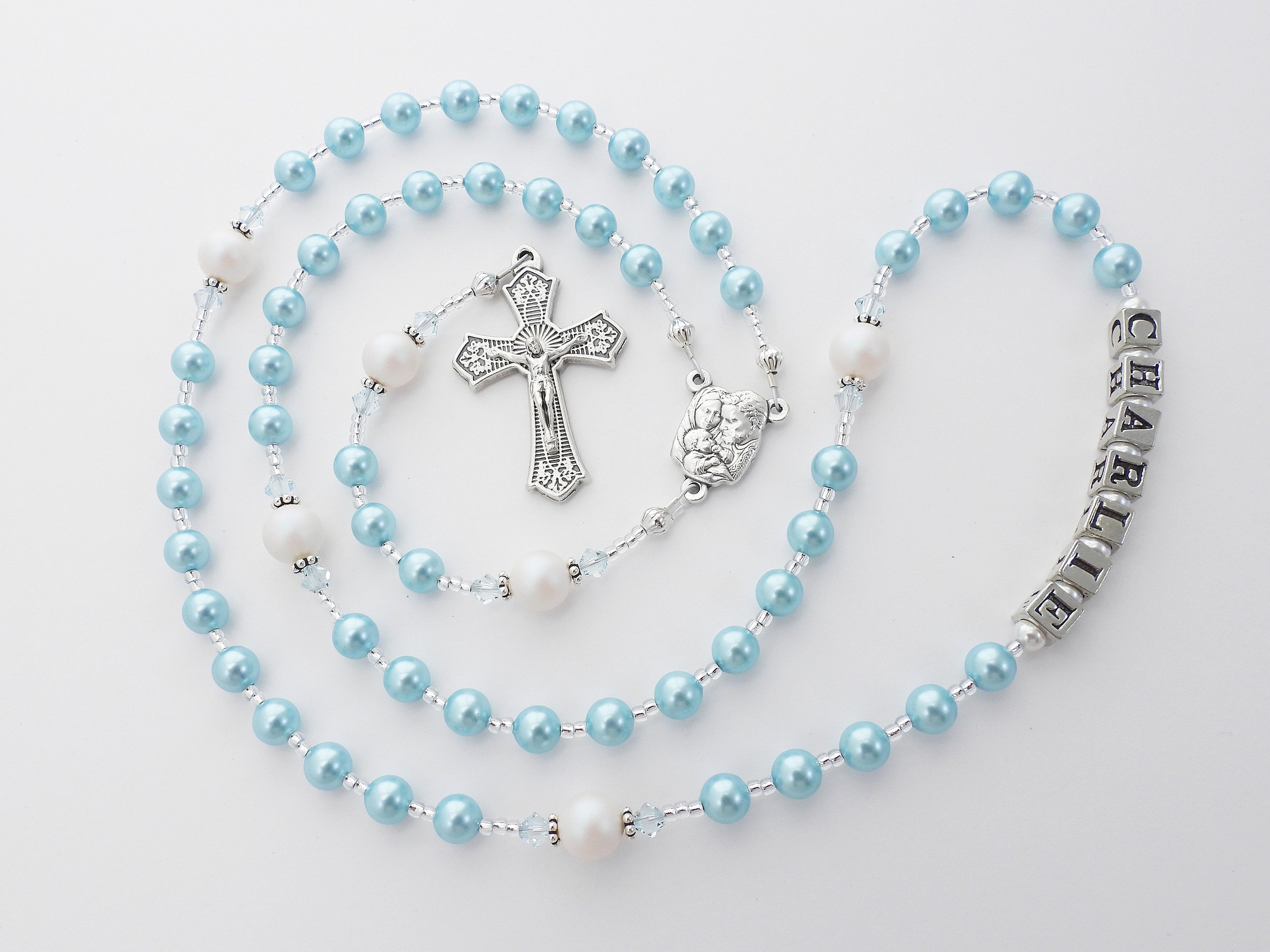 Azure Blue and Soft White Rosary