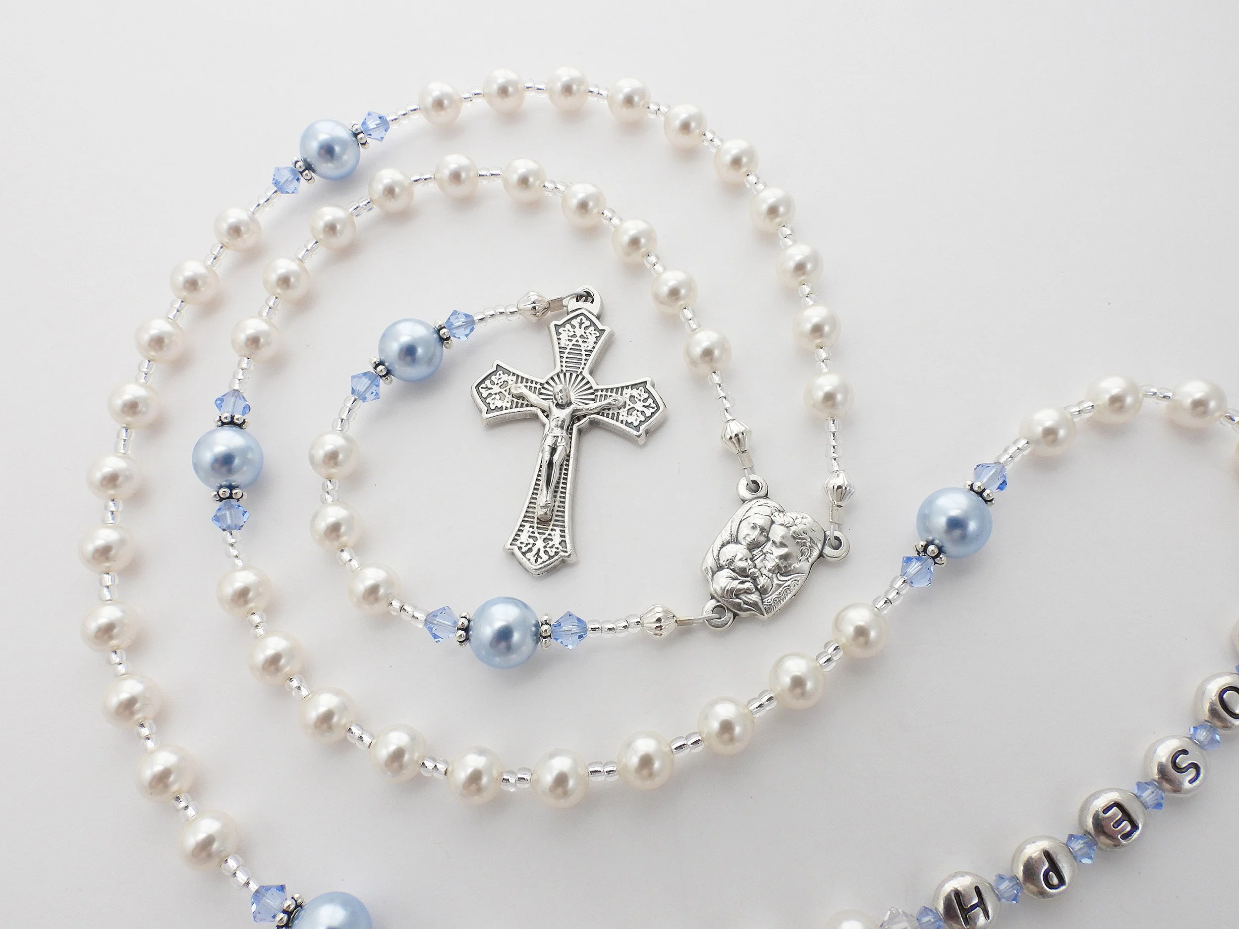 White and Light Blue Rosary