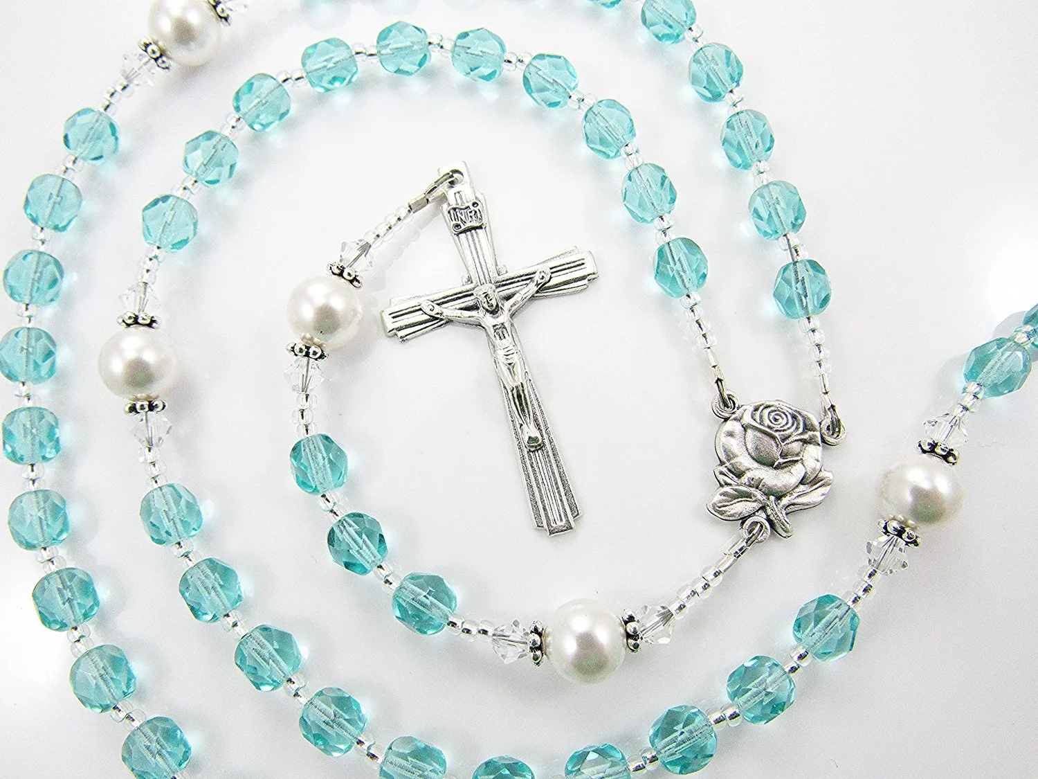 first communion gift for a girl aqua green personalized rosary beads (4).JPG