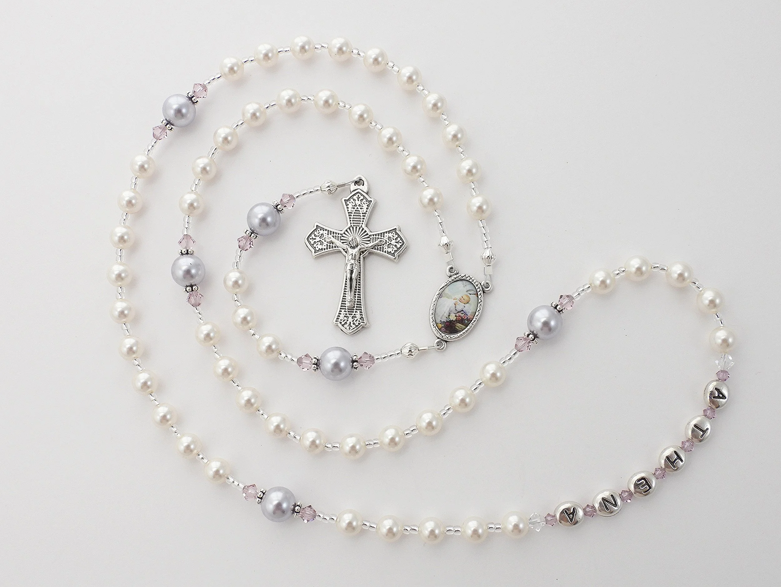 White and Lavender Purple Rosary