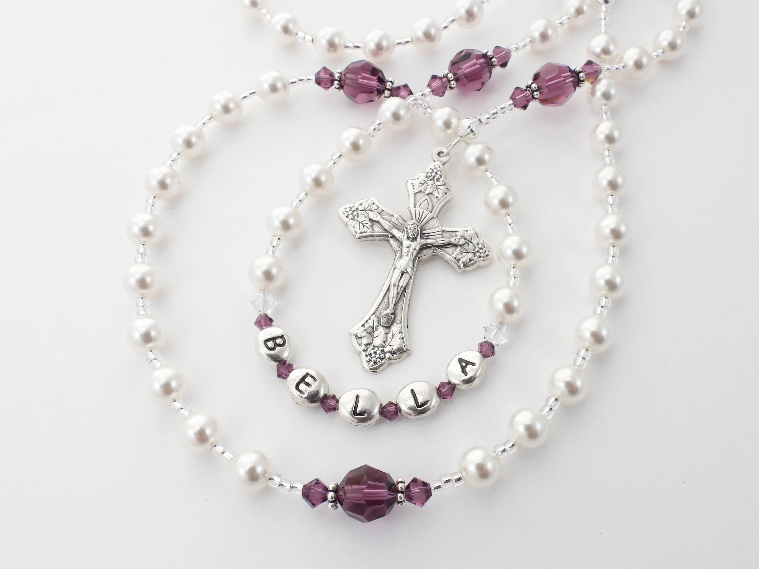 February Birthstone Rosary - Amethyst Crystals