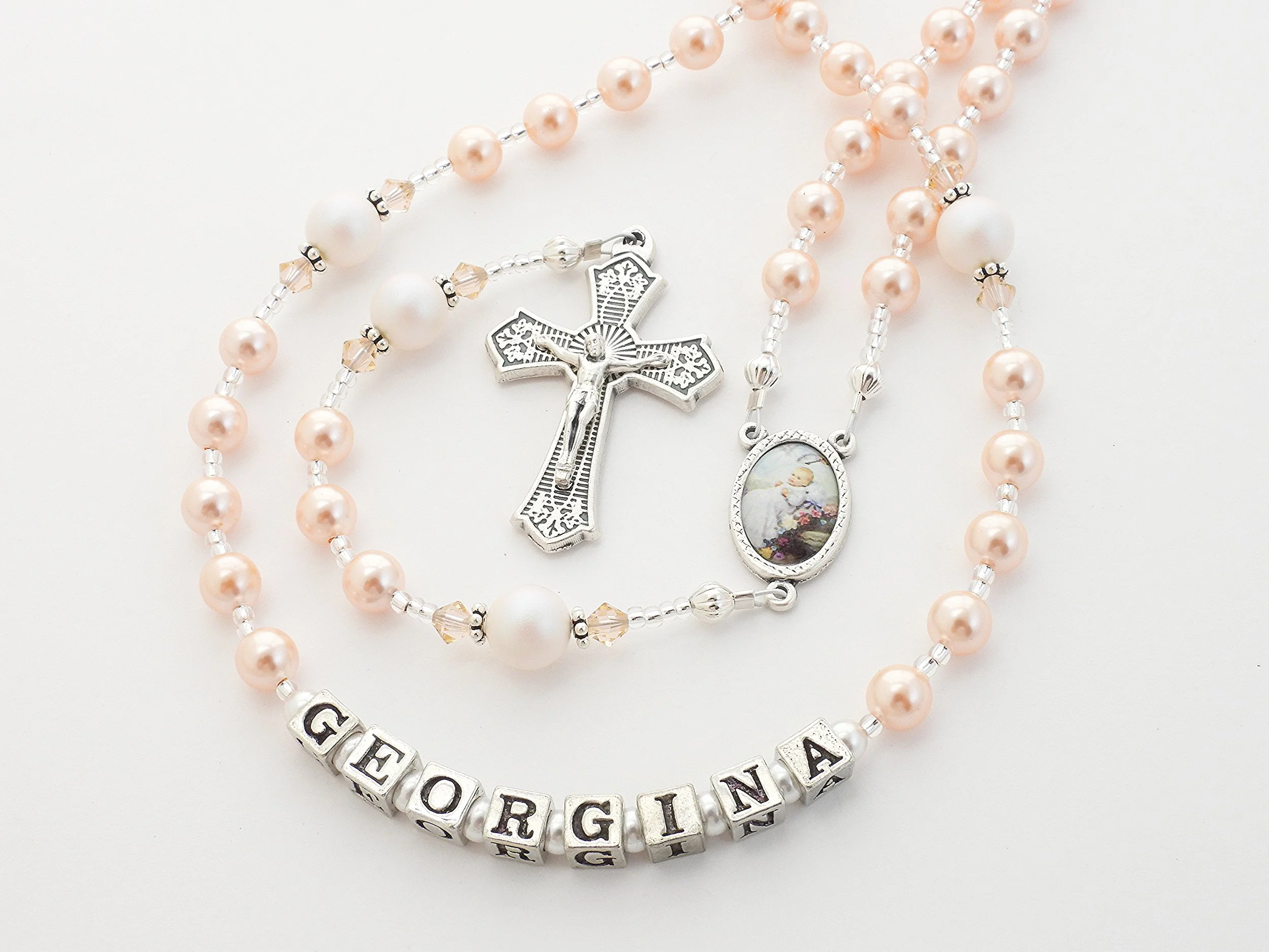 Peach and Soft White Rosary