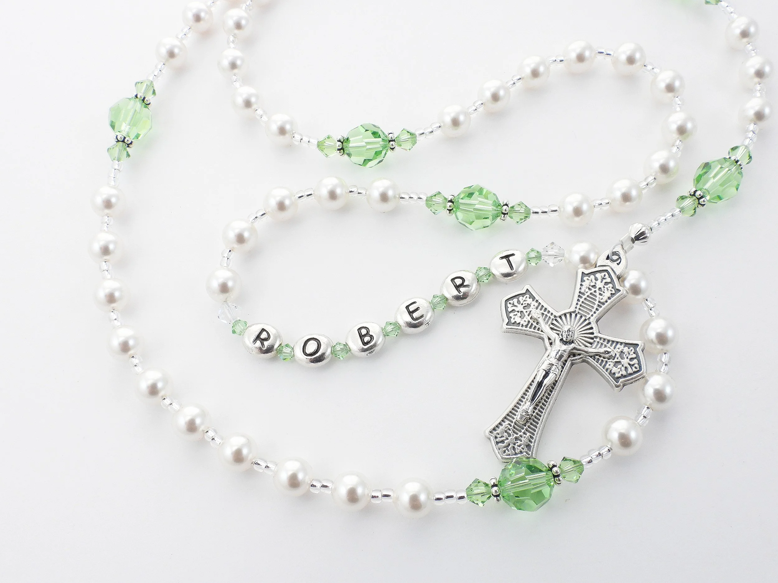 August Birthstone Rosary - Peridot Green Crystals