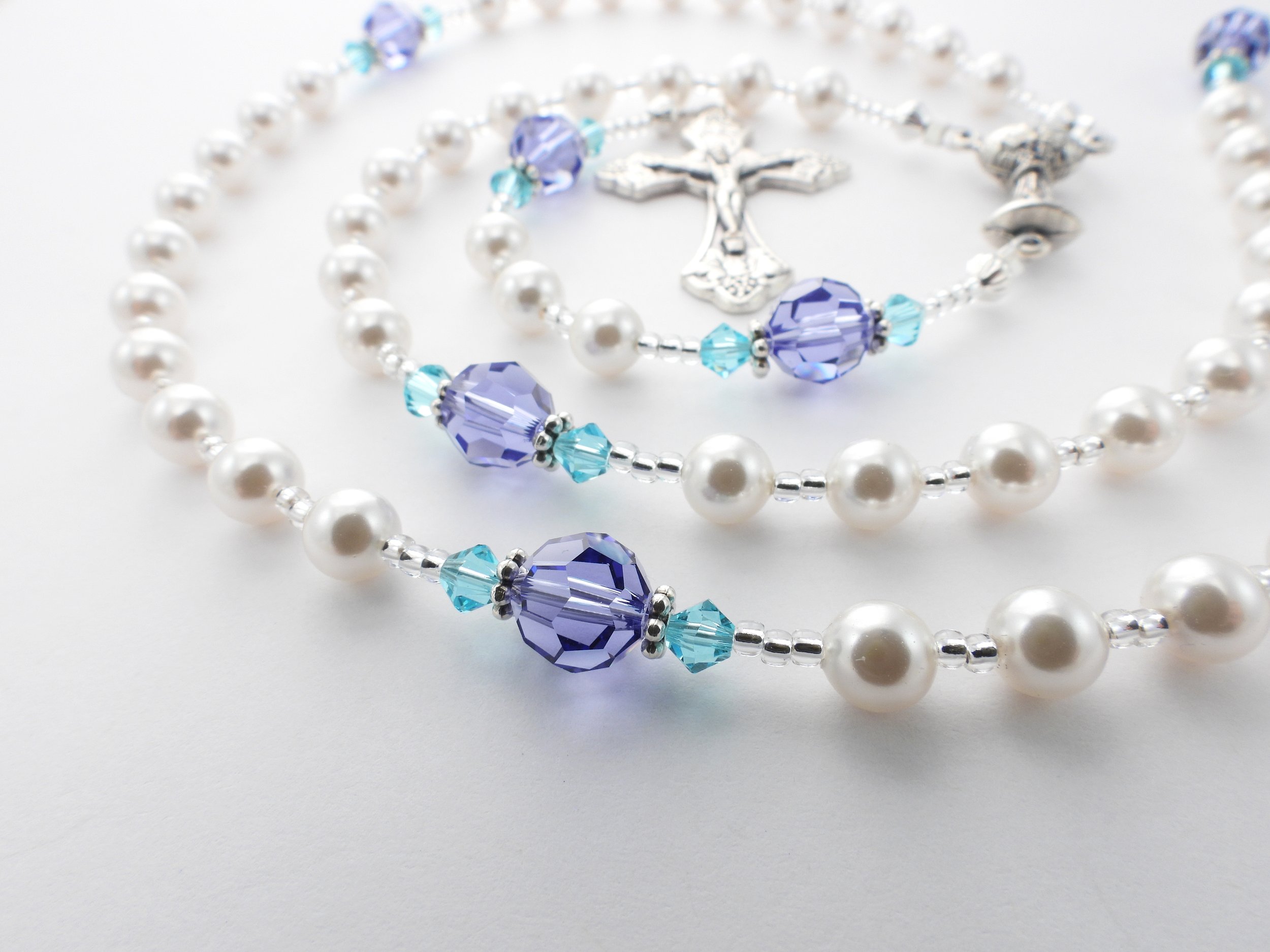 Purple and Turquoise Green Crystal Rosary