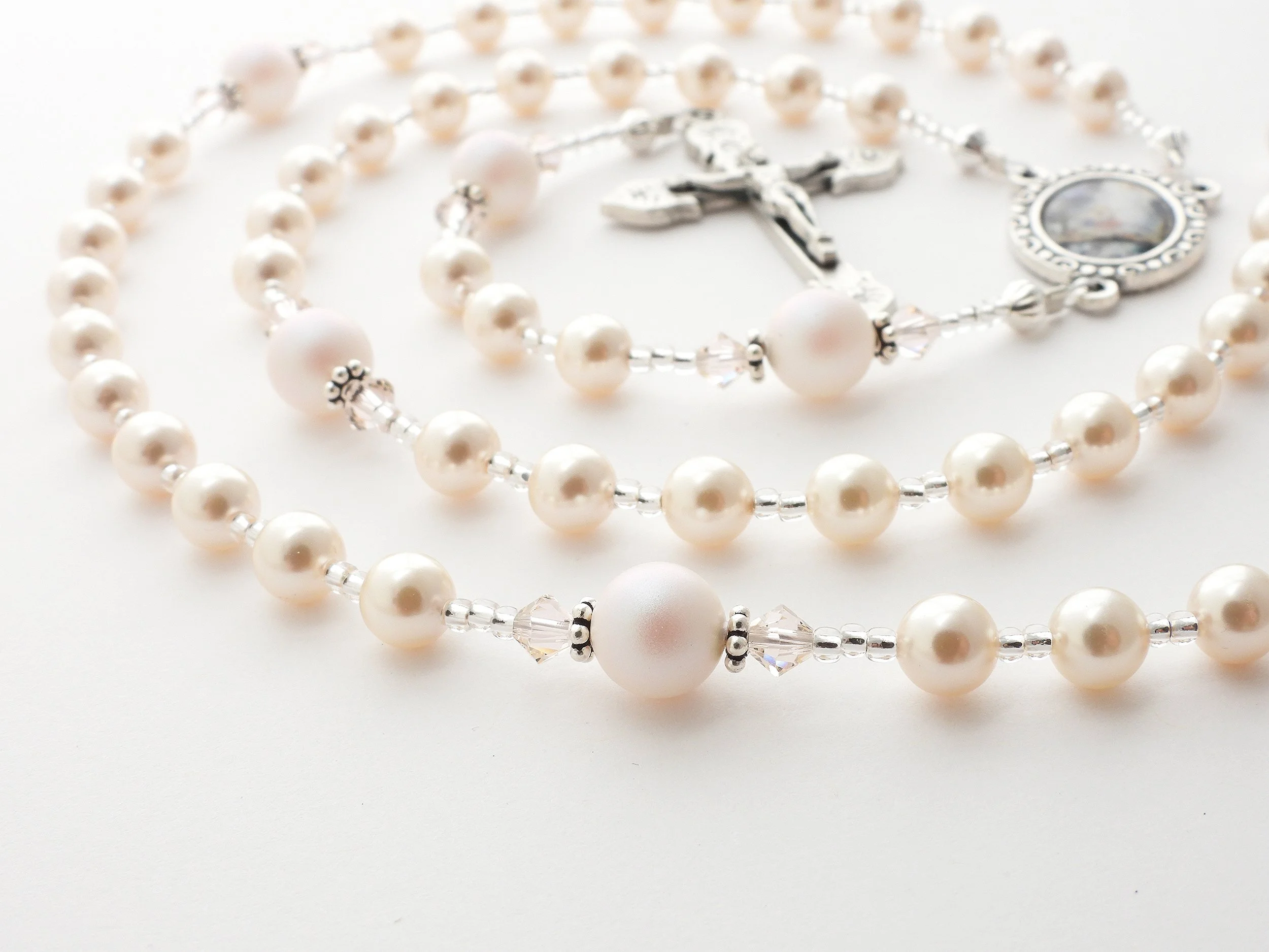 Creamrose and Soft White Rosary