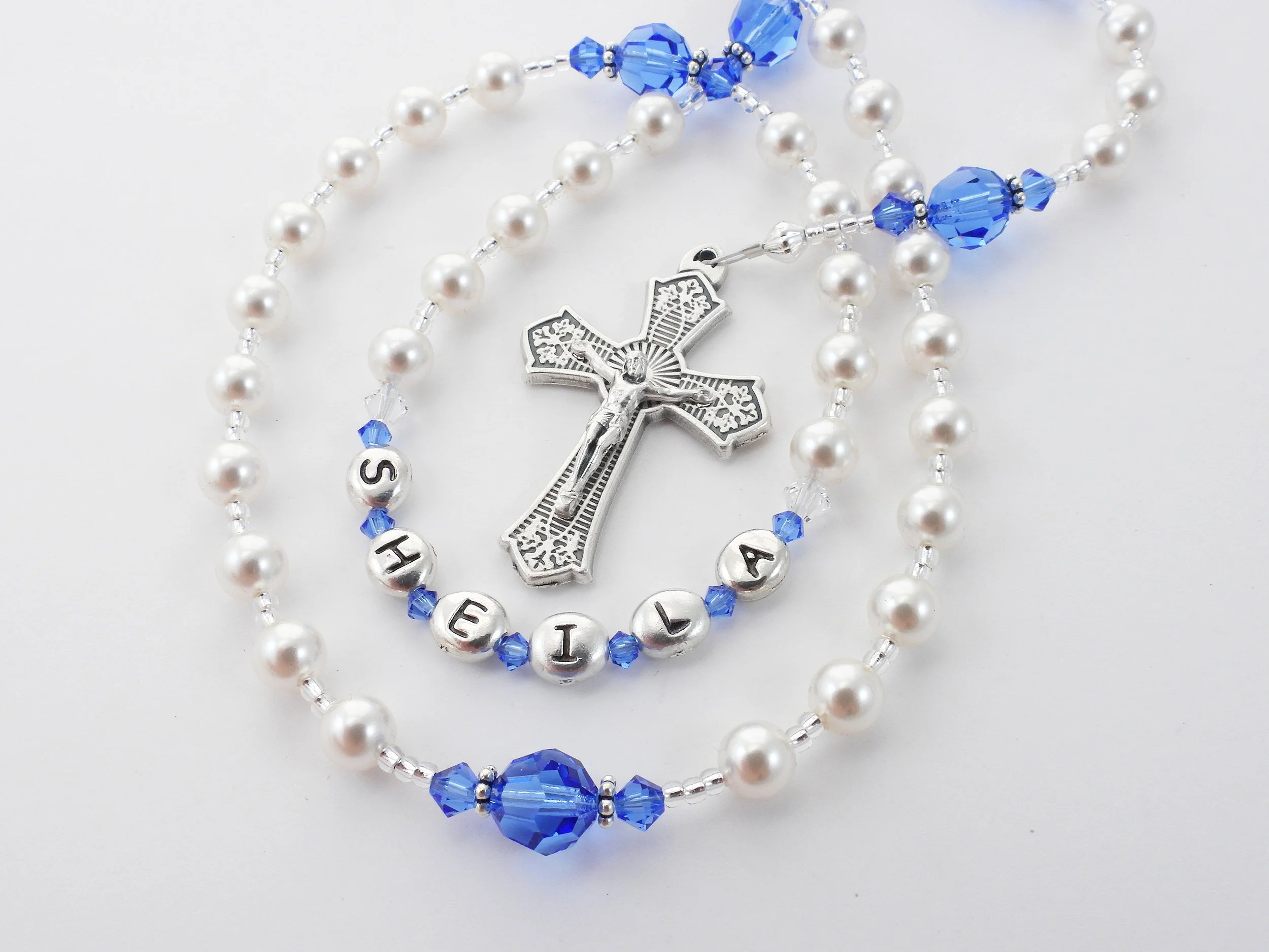 September Birthstone Rosary - Blue Sapphire Crystals