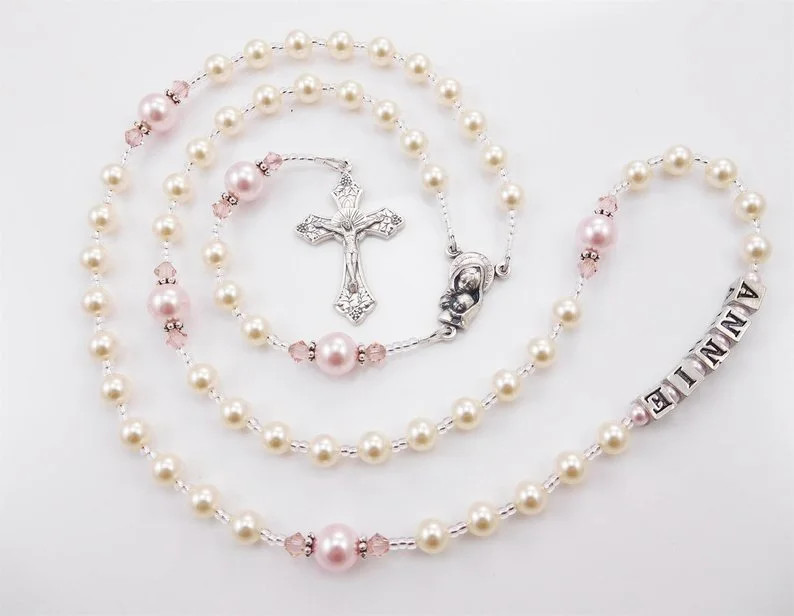 Cream and Pink Rosary