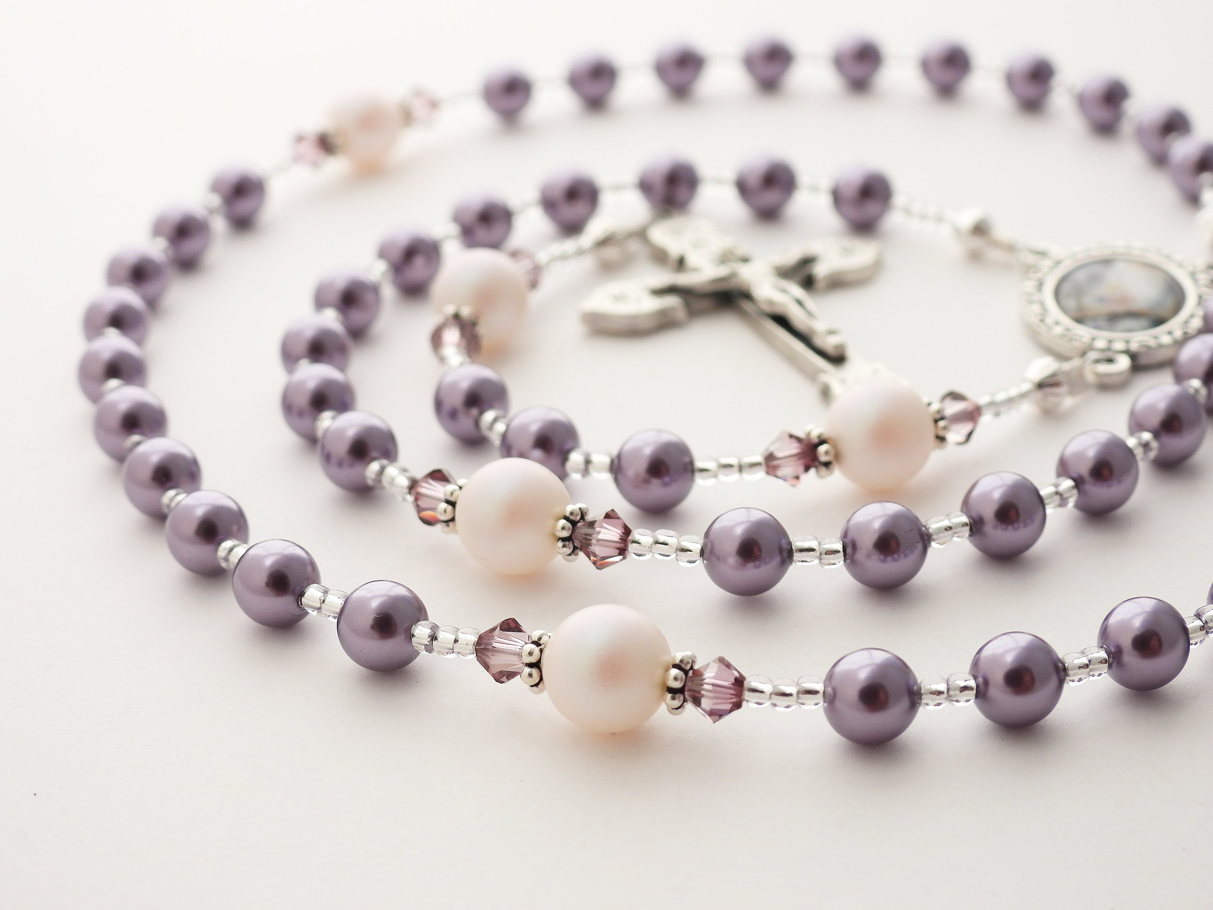 Purple and Soft White Rosary