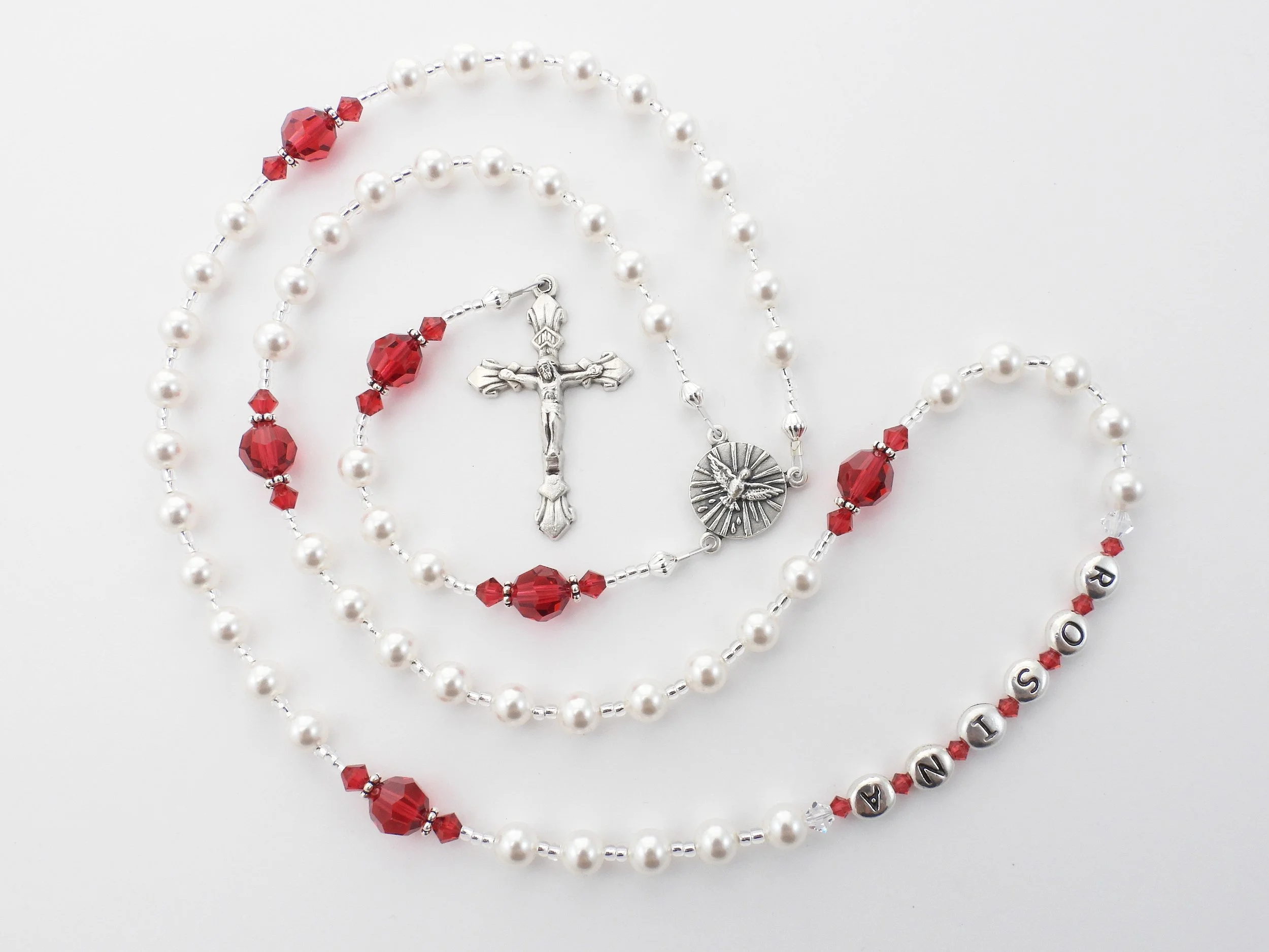 July Birthstone Rosary - Red Ruby Crystals