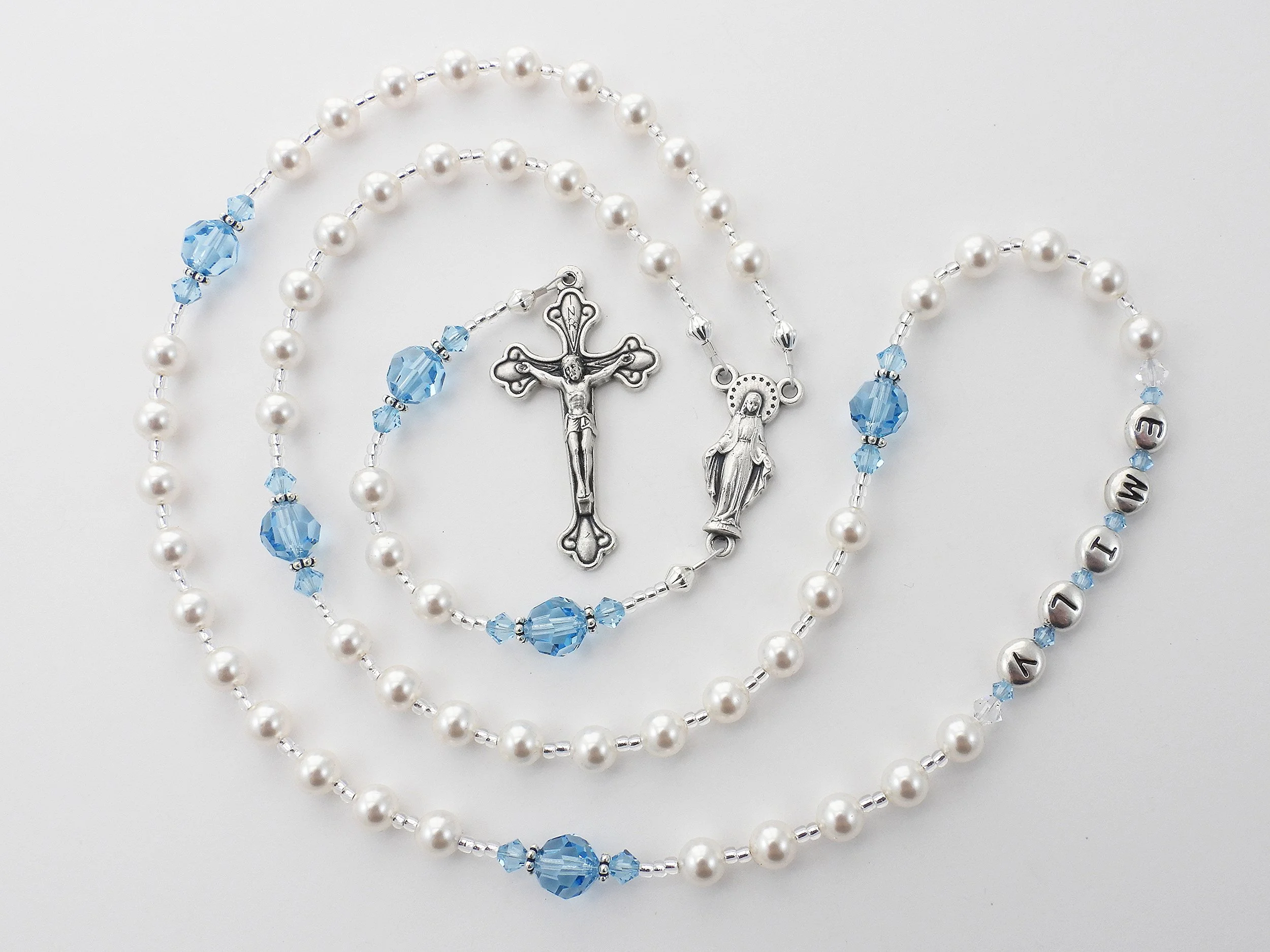 March Birthstone Rosary - Aquamarine Crystals