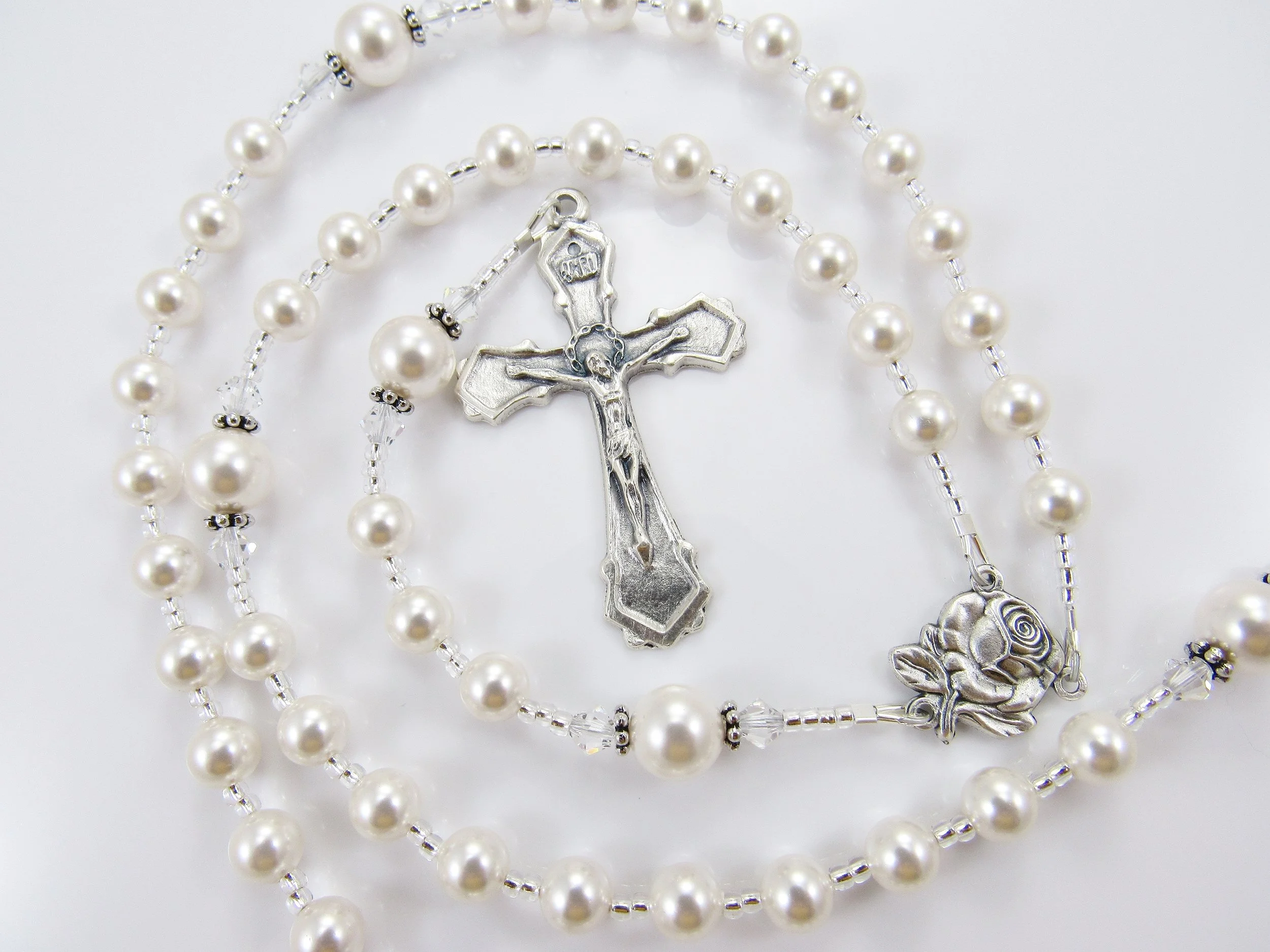 white pearl rosary beads personalized gift baptism first communion (2).JPG