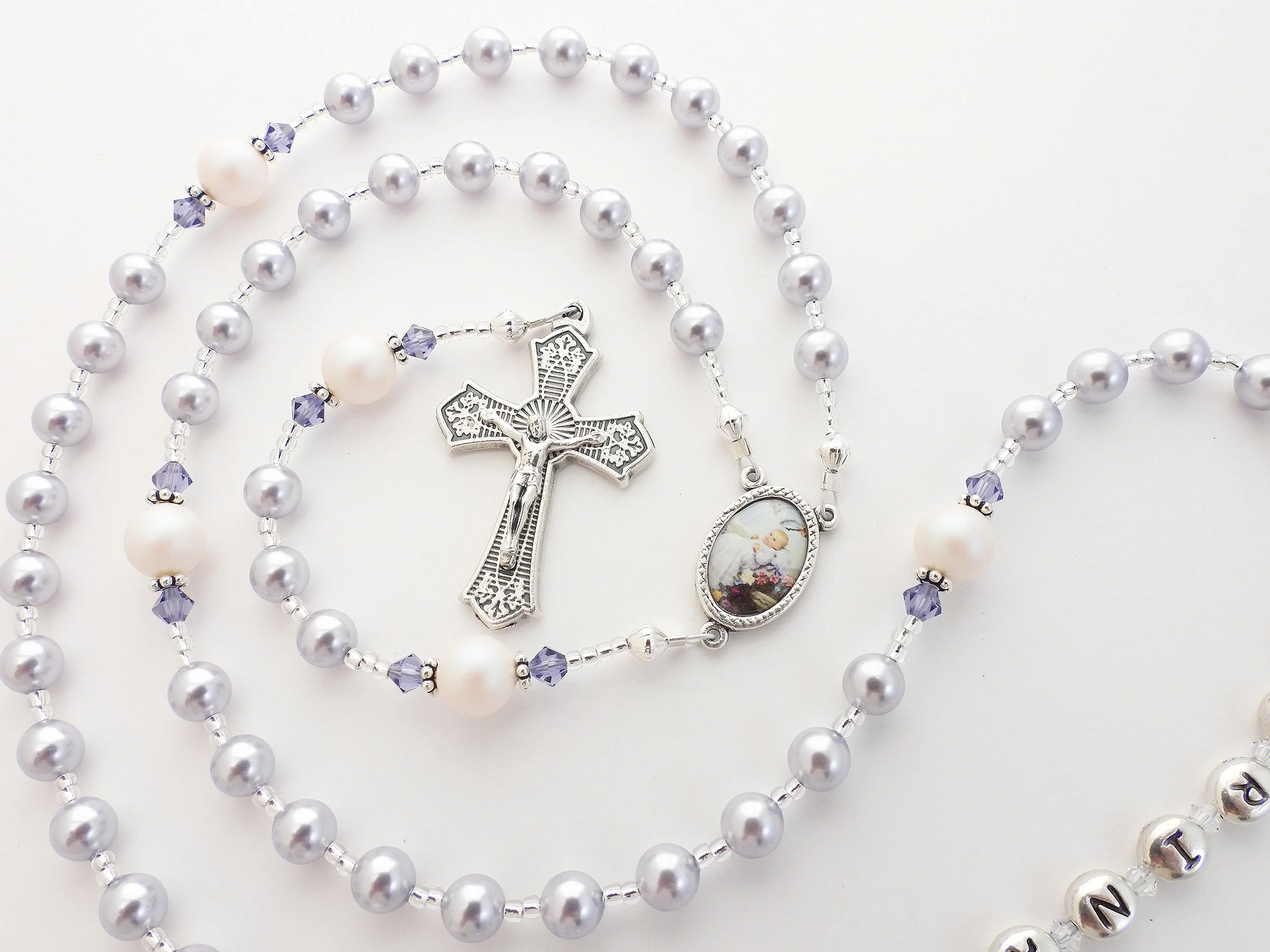 Lavender Purple and Soft White Rosary