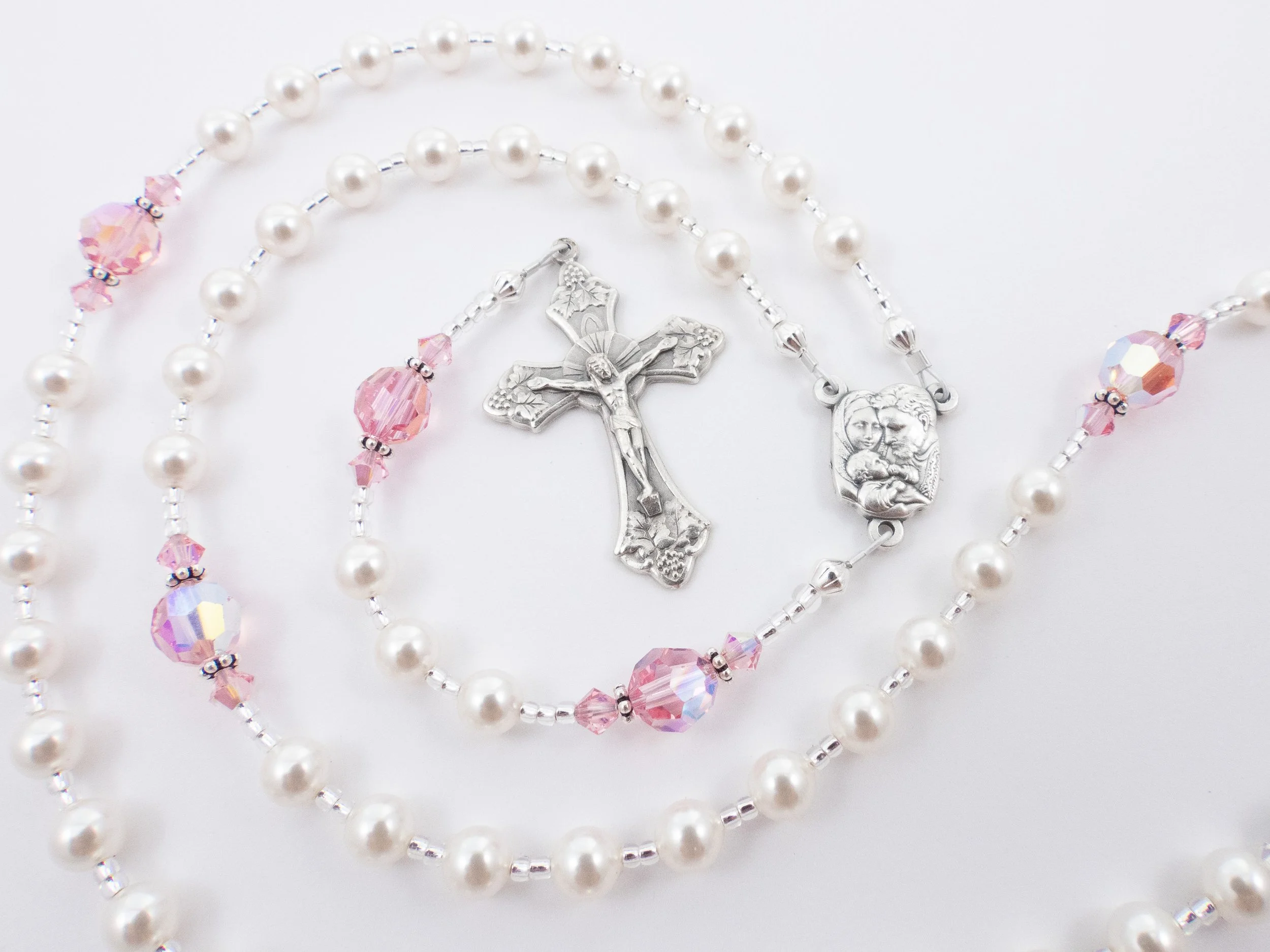 October Birthstone Rosary - Pink Opal Crystals