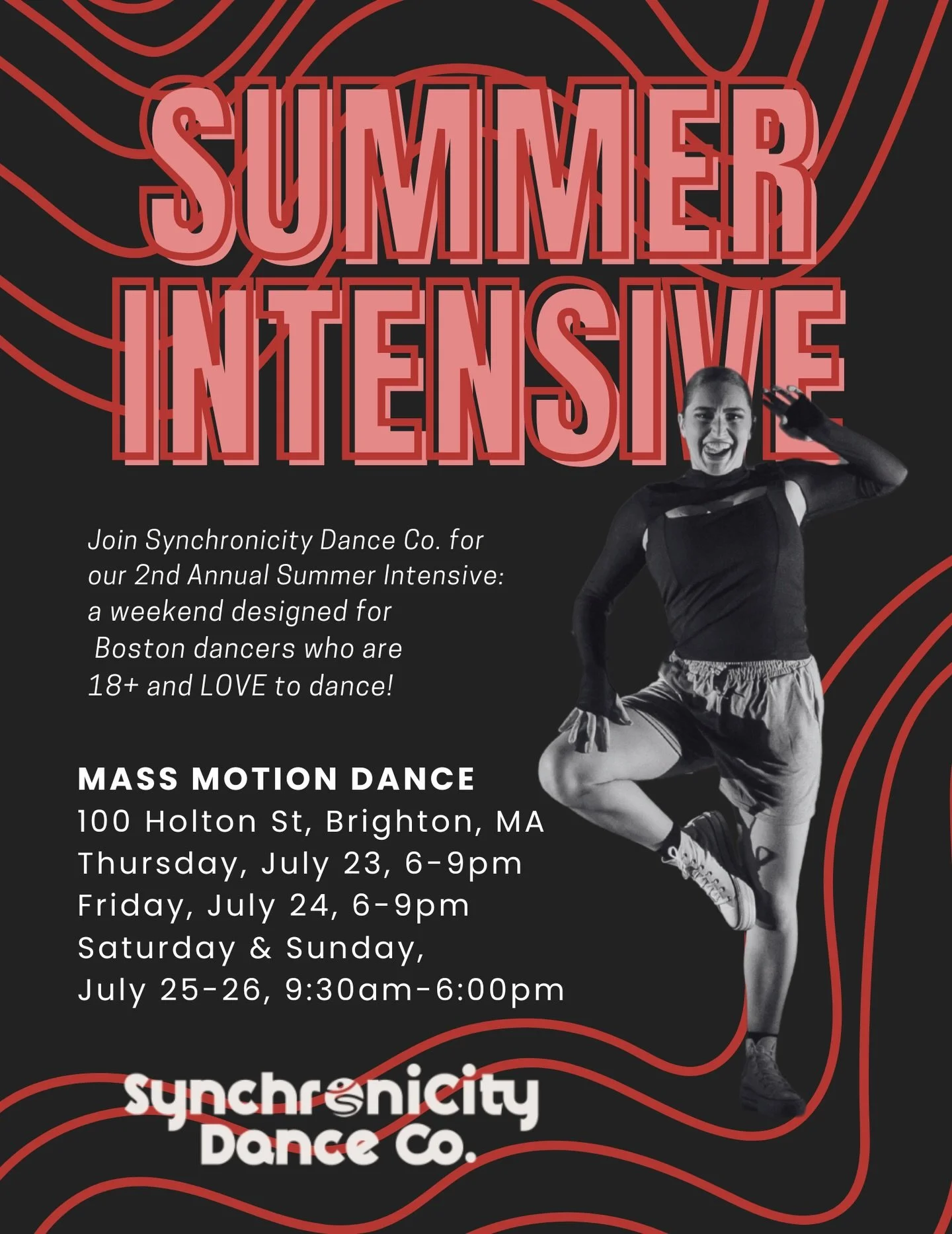 Is today's weather making you dream of summer? US TOO! Save the date and join SDC for our second annual summer intensive, a weekend design for Boston dancers who are 18+ and LOVE to dance.

More info regarding instructors and class schedules will be 
