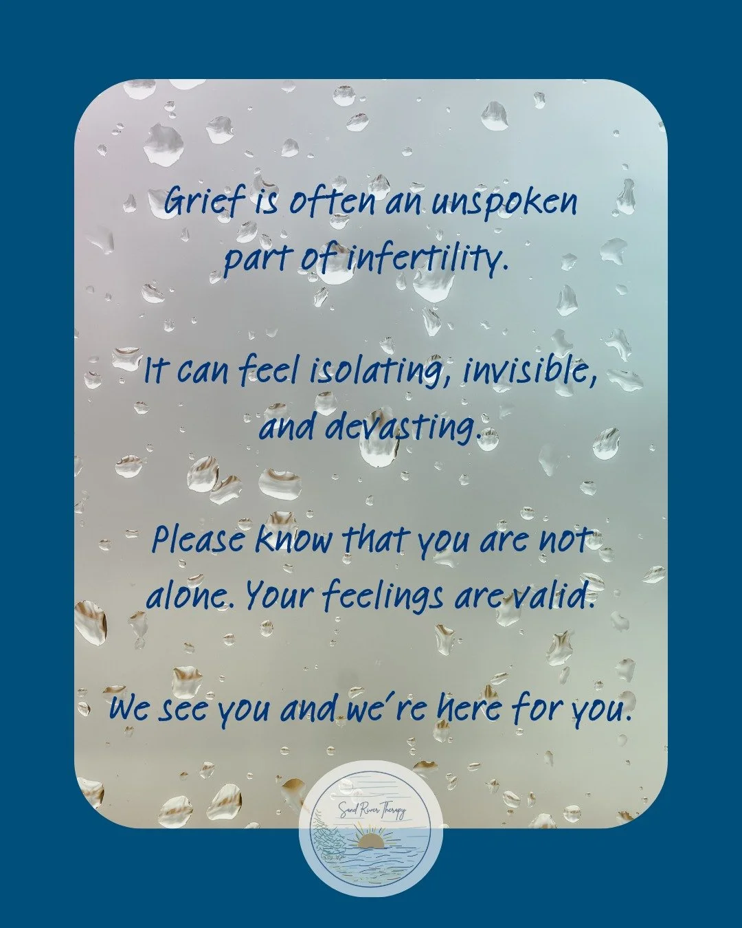 ☔ We don't talk enough about the stress and grief of infertility processes. We hear it all the time. 

"No one gets it" or "I feel so alone and ashamed" or "Everyone is happy and I should be but I'm not"

Here @SandRiver