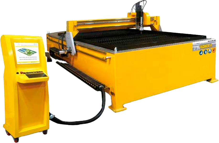 Mesa de corte CNC plasma FLASHCUT de trabajo intermedio para equipos PowerMax, con área efectiva de corte de 3 x 1.5 m.