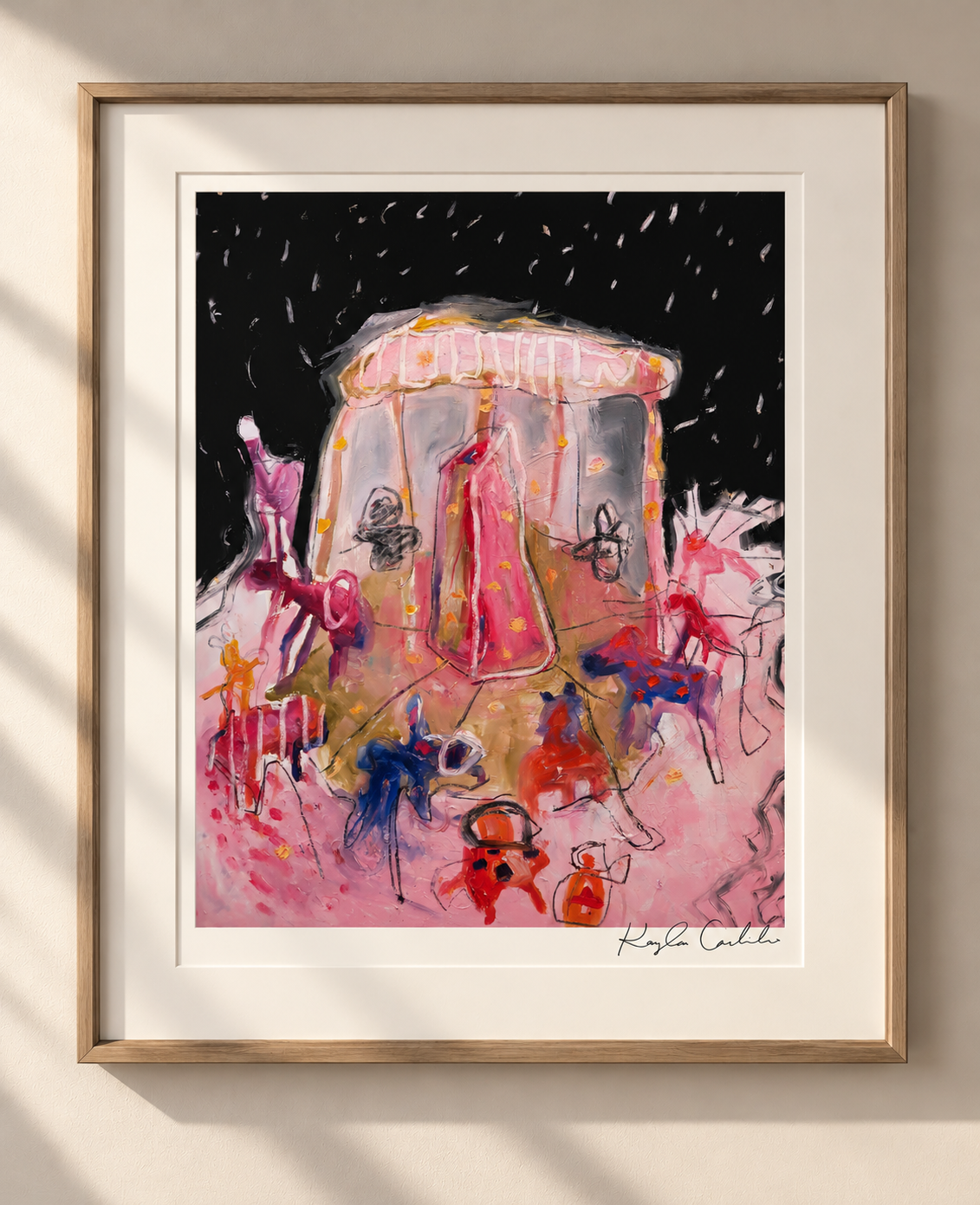Framed Whimsical Night Carnival Painting.png