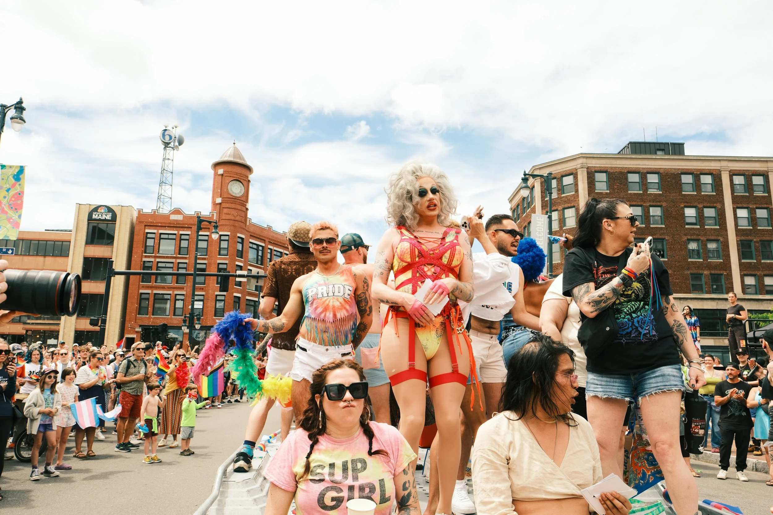 Cherry Lemonade stands on a float during the 2026 Pride Parade in Portland, Maine.